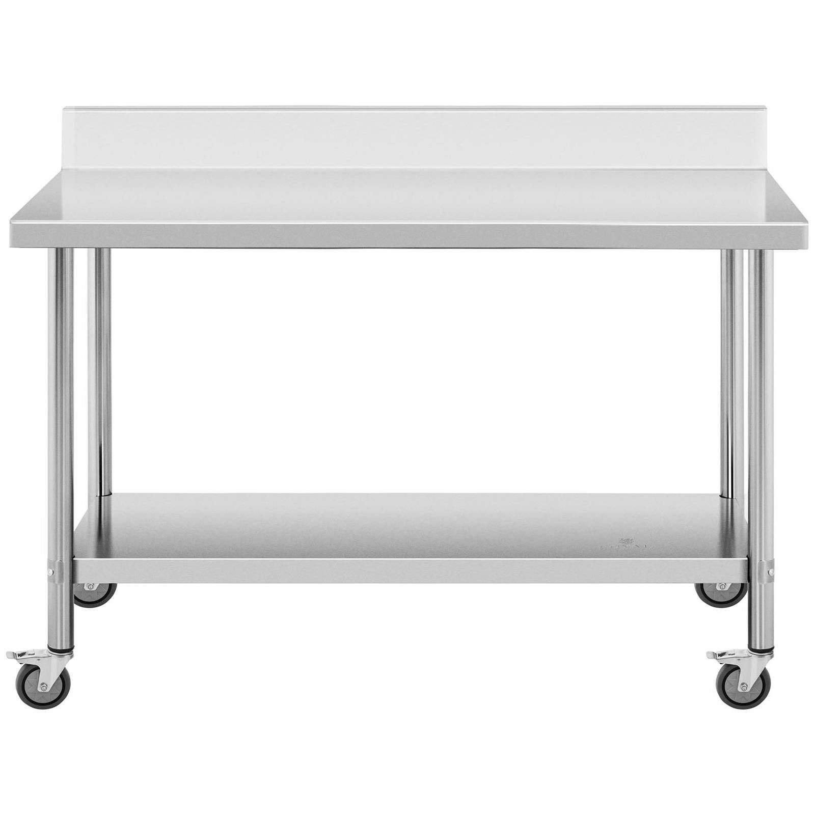 Royal Catering Arbeitstisch 60 x 150 cm Rollbarer Edelstahltisch Aufkantung Gastrotisch 160 kg, verschiedene Größen – Bild 5 von 5