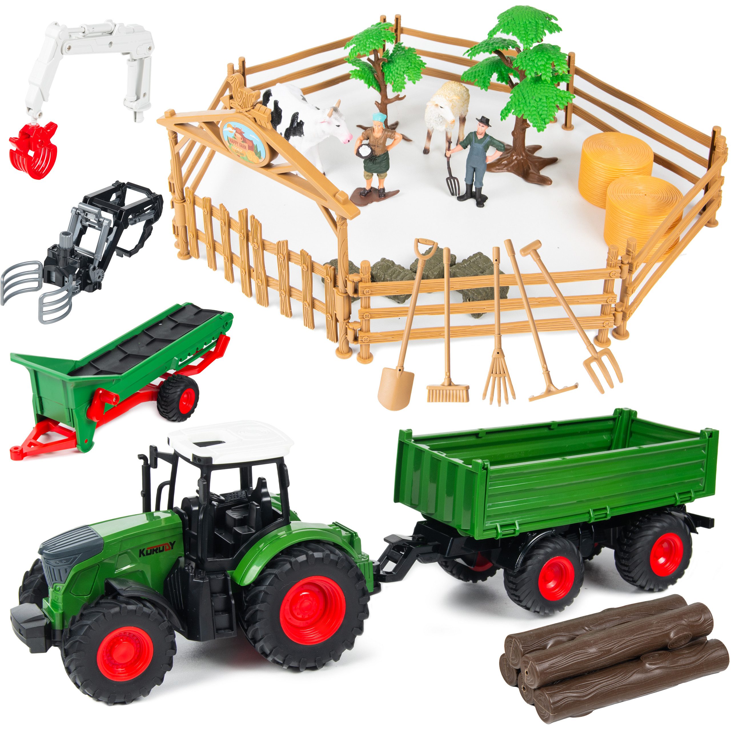 Spielzeug-Traktor Tierfarm, Spielzeugset, Bauernhofset, Spielbauernhof
