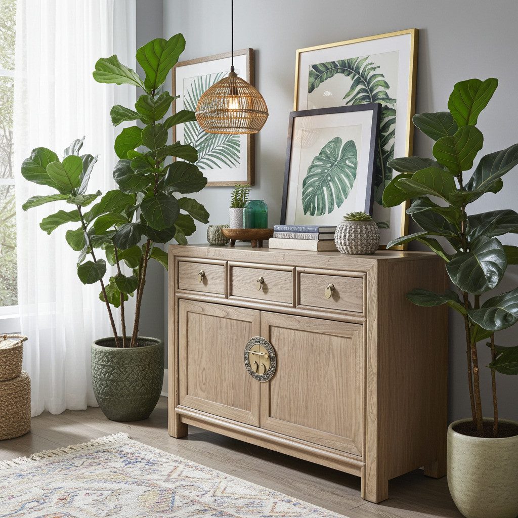OPIUM OUTLET Kommode Vintage Schrank Sideboard natur asiatisch chinesisch orientalisch (B x T x H: 117 x 40 x 85 cm, Anrichte Buffet natur-braun), Asia Möbel Hochzeitsschrank komplett montiert