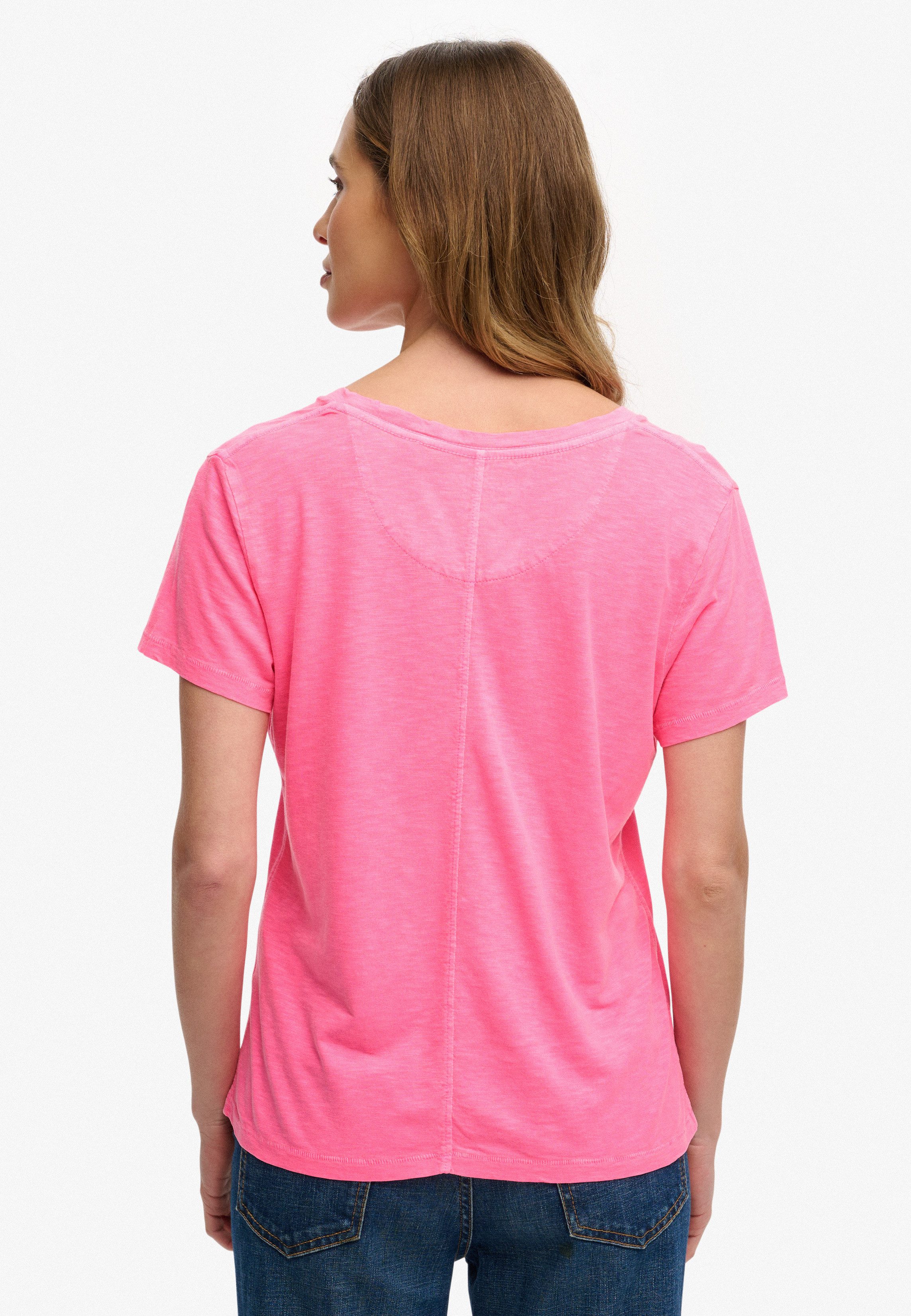 Superdry T-Shirt STUDIOS SLUB EMB VEE TEE Baumwollmischung, relaxed fit