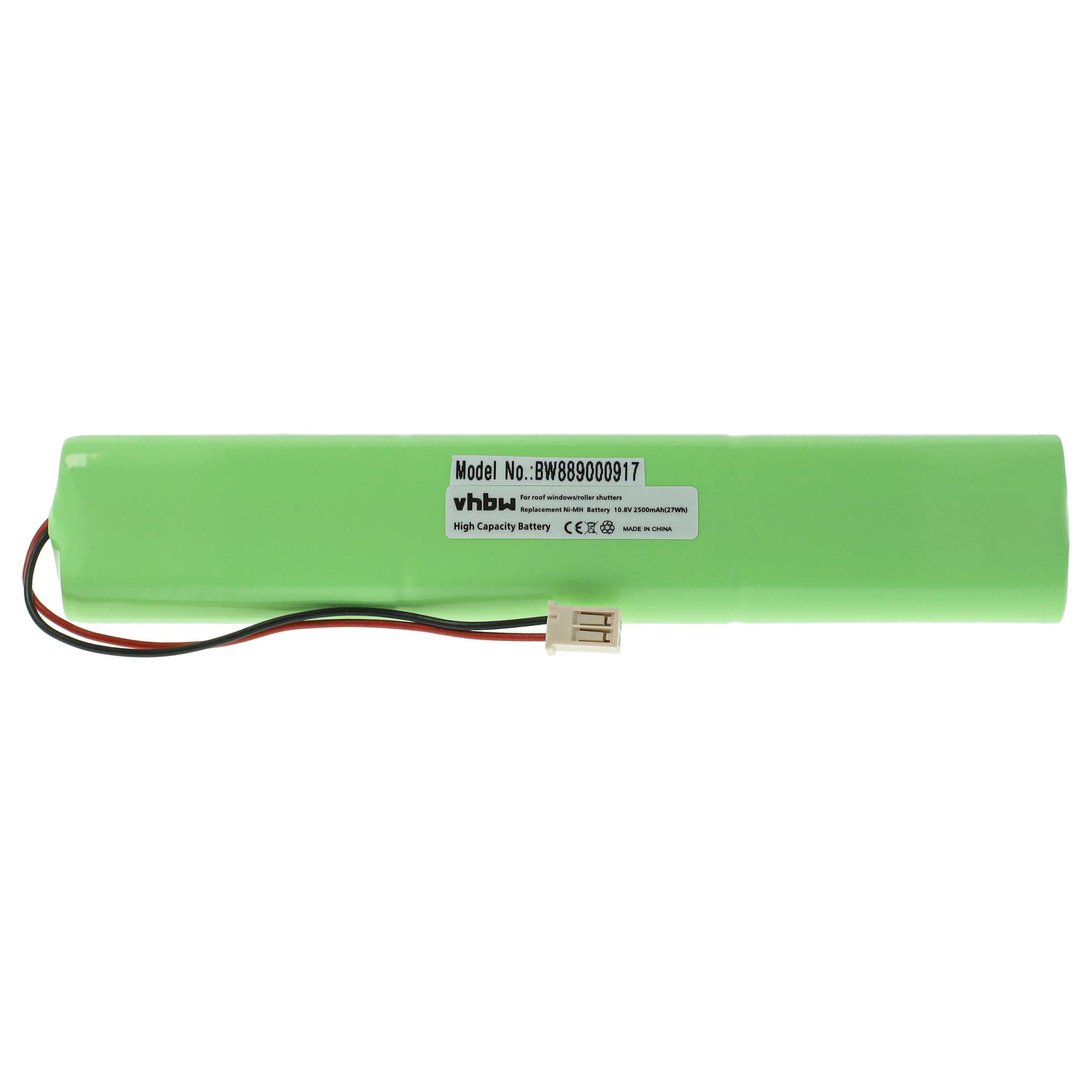 vhbw Akku Ersatz für Velux 946987, 946930, 946933 für Rollladen- & Akku Akku NiMH 2500 mAh (10,8 V, 1 St), Leistungsfähiger Austausch-Akku für Rollos, Wiederaufladbar, Jede