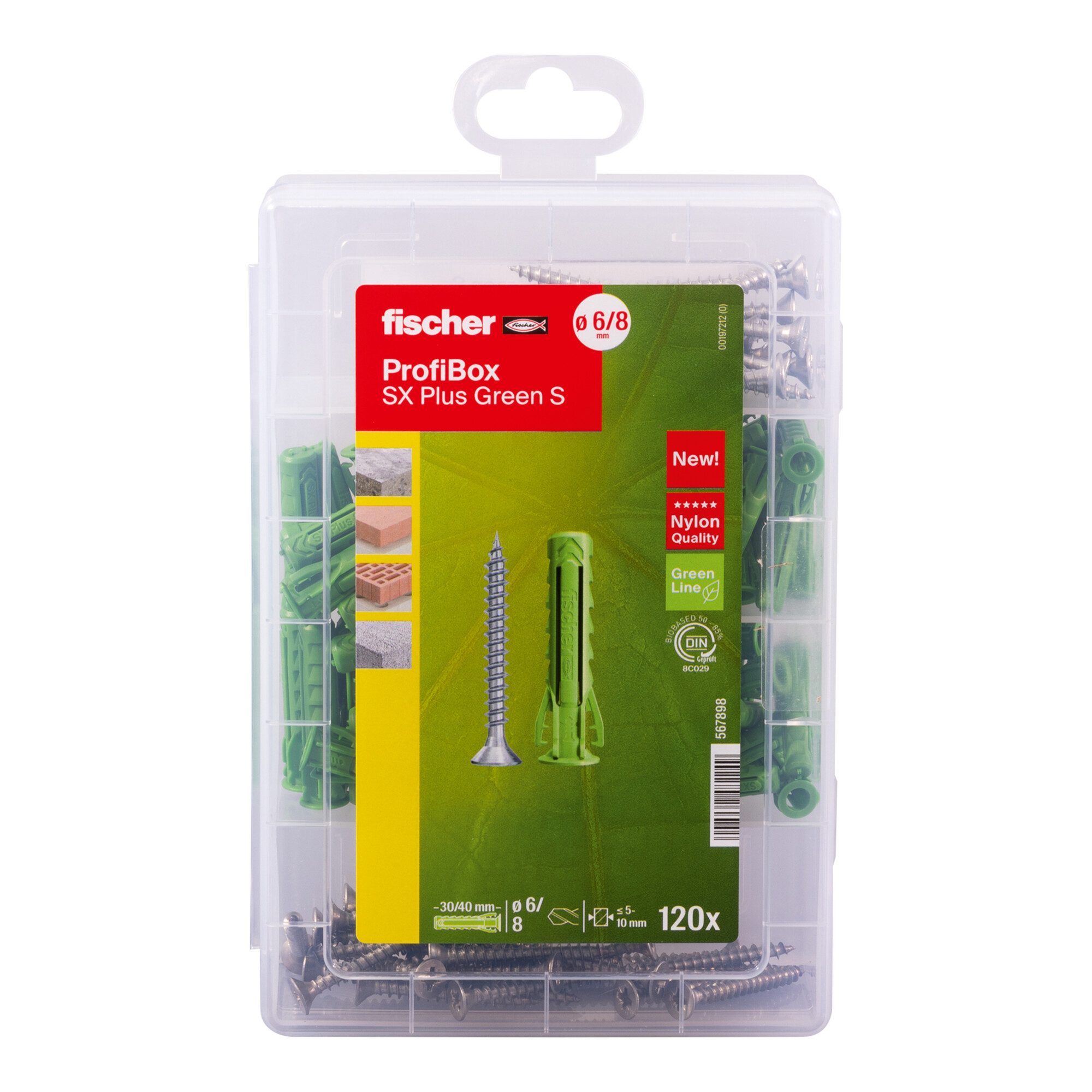 fischer Spreizdübel fischer Profi-Box Spreizdübel SX Plus Green + Schrauben (120 Teile)