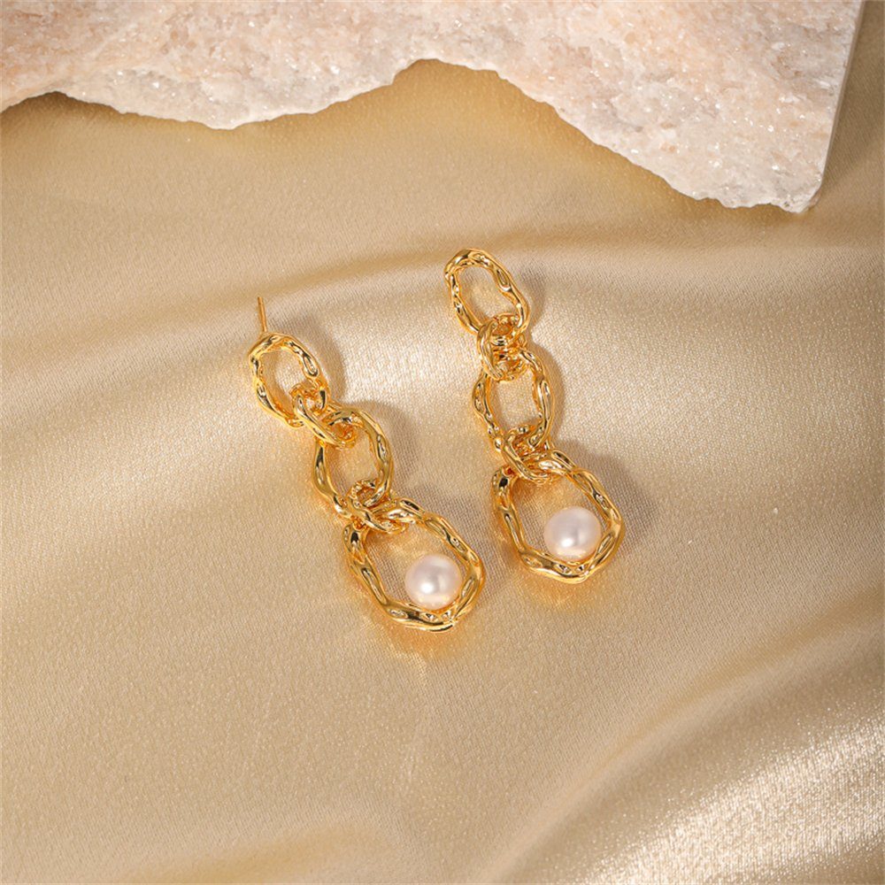 Ohrringe Gold Stück Premium Ohrringe 3 Rouemi Ohrring-Set Perle lange Set Vintage Set,