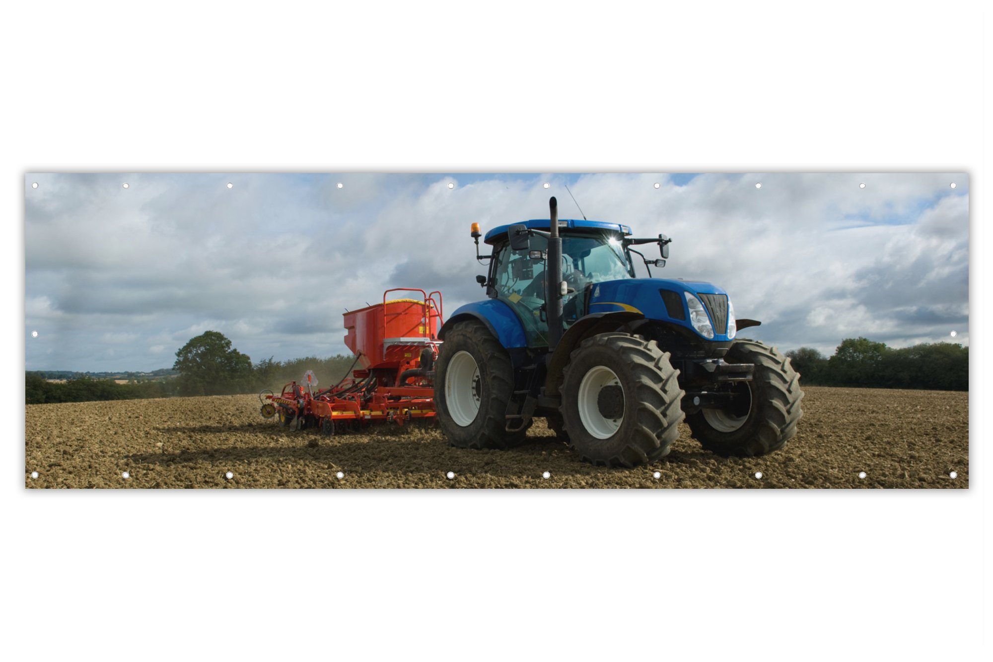 MuchoWow Balkonsichtschutz »Traktor Blau Landleben Wolken« (1St
