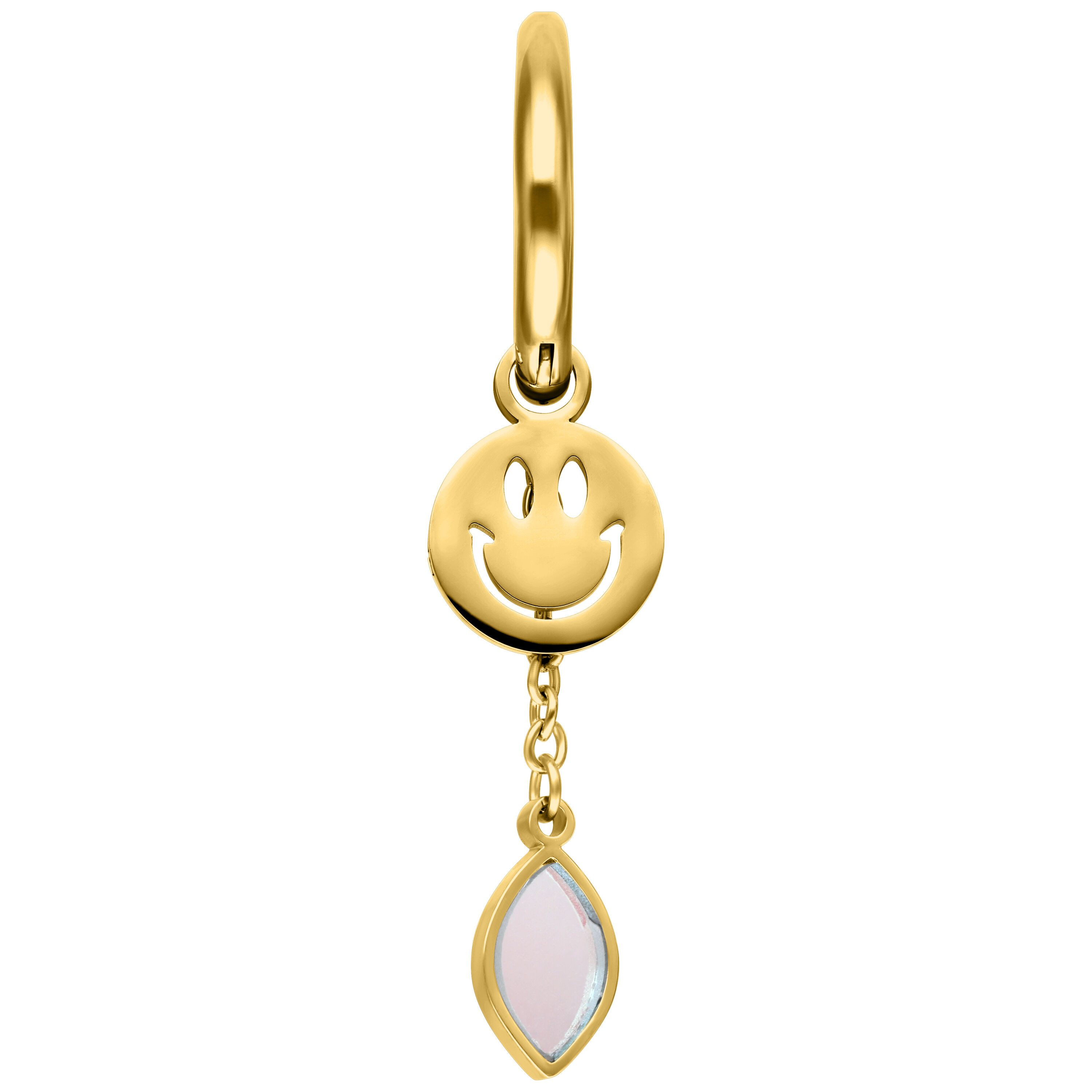 Wildcat Paar Ohrhänger Mini Smiley with Radiant Hanger Hoops Pair - Gold, Chirurgenstahl 316L - wasserfest, langlebig, hautverträglich – Bild 5 von 5