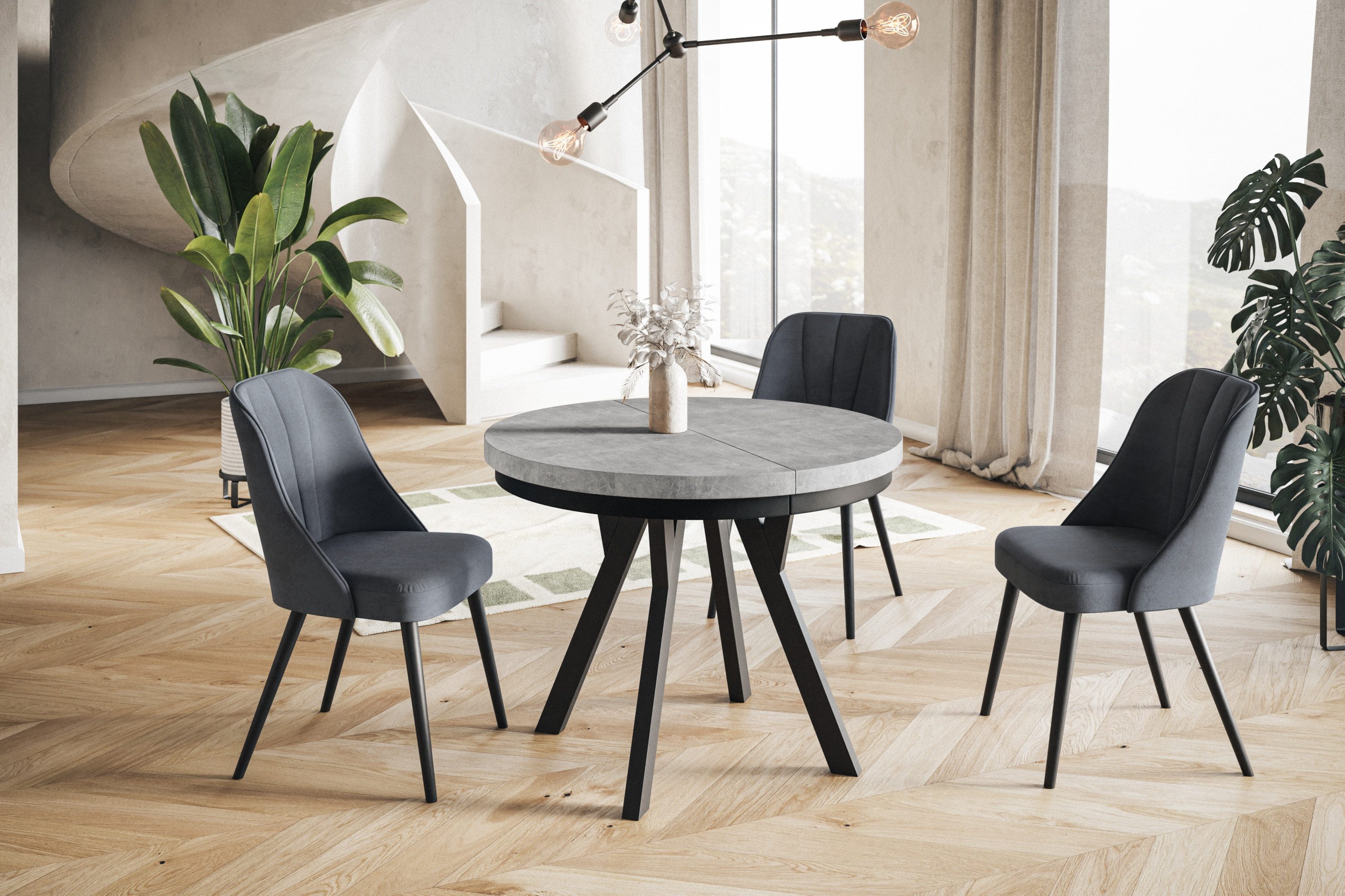 Alpi-Möbel Esstisch Wohnzimmertisch - Ausziehbarer runder Tisch 80-120 cm - günstig online kaufen