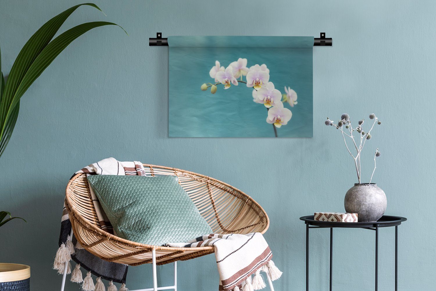 Wohnzimmer, Kleid, Pflanze Weiß für Wanddeko Wandbehang, Wanddekoobjekt - - - Lila, Schlafzimmer, Orchidee Kinderzimmer Blumen - MuchoWow