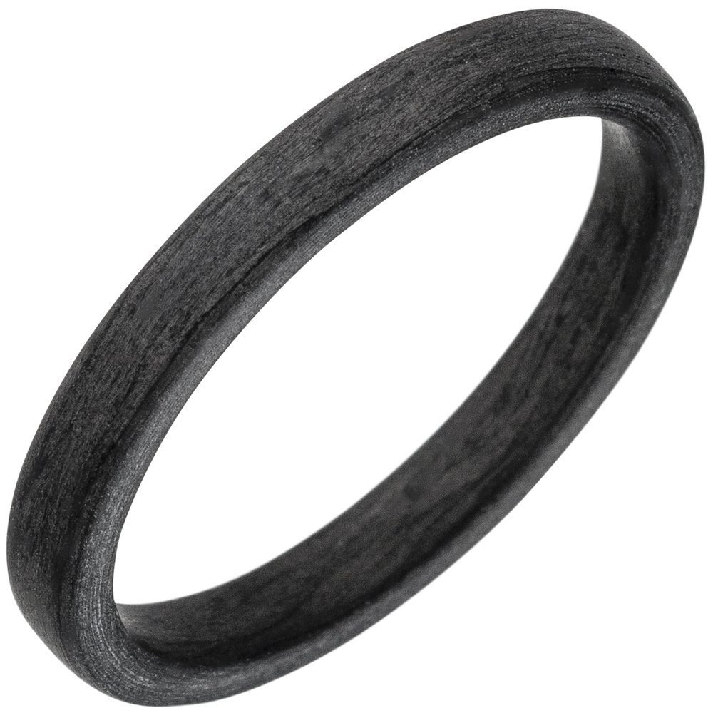 Schmuck Krone Silberring Partner Ring 3mm aus Carbon schwarz flach schlicht