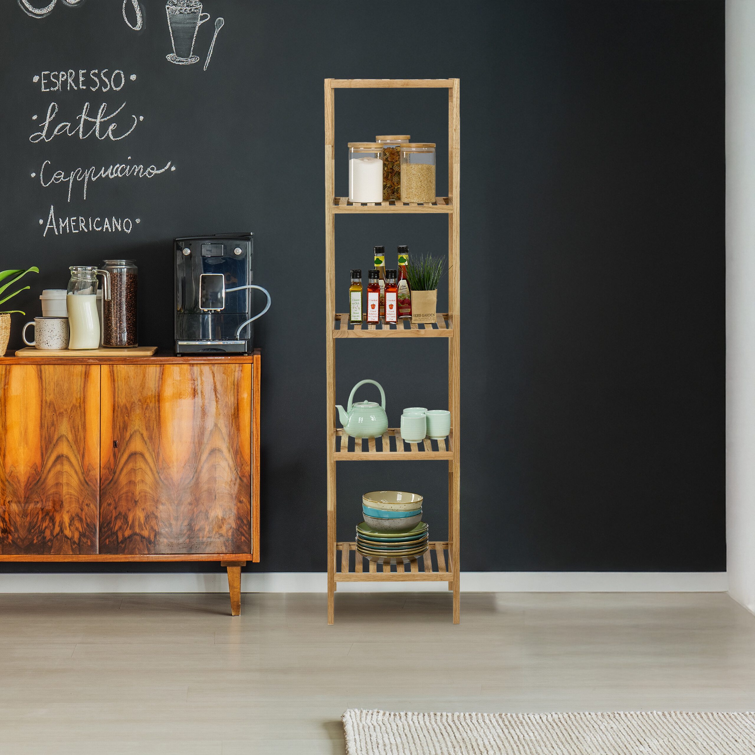 relaxdays Badregal Walnuss mit offenen Ablage, 5 günstig online kaufen