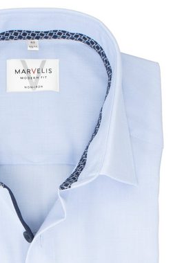 MARVELIS Businesshemd Businesshemd - Modern Fit - Langarm - Einfarbig - Rauchblau