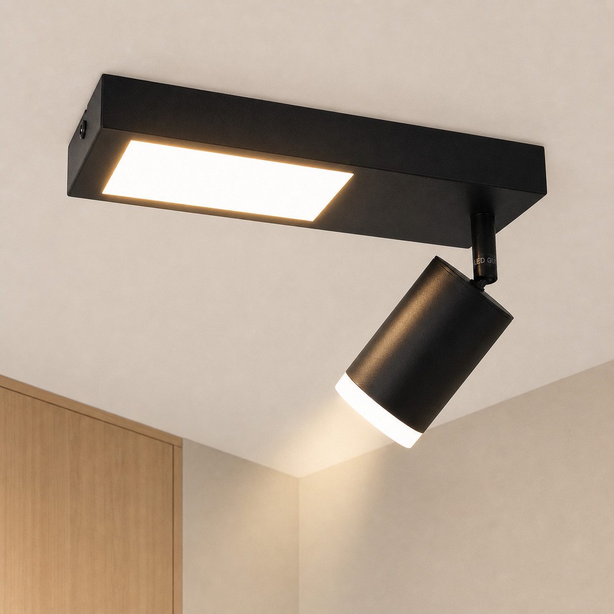 Nettlife Deckenstrahler 1/2/3/4 Flammig GU10 Modern Schwarze Deckenlampe Schwenkbar 350°, LED wechselbar, Warmweiß, Schwenkbar Flurlampe Metall für Schlafzimmer Küche Büro