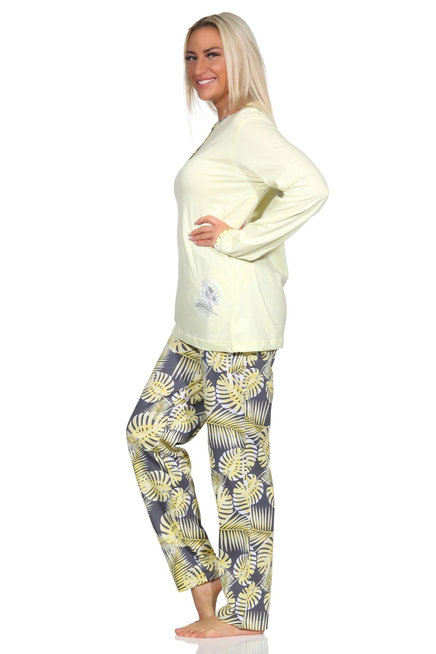 Normann Normann Schlafanzug Damen Pyjama Pyjama floralem Print in Hose langarm mit