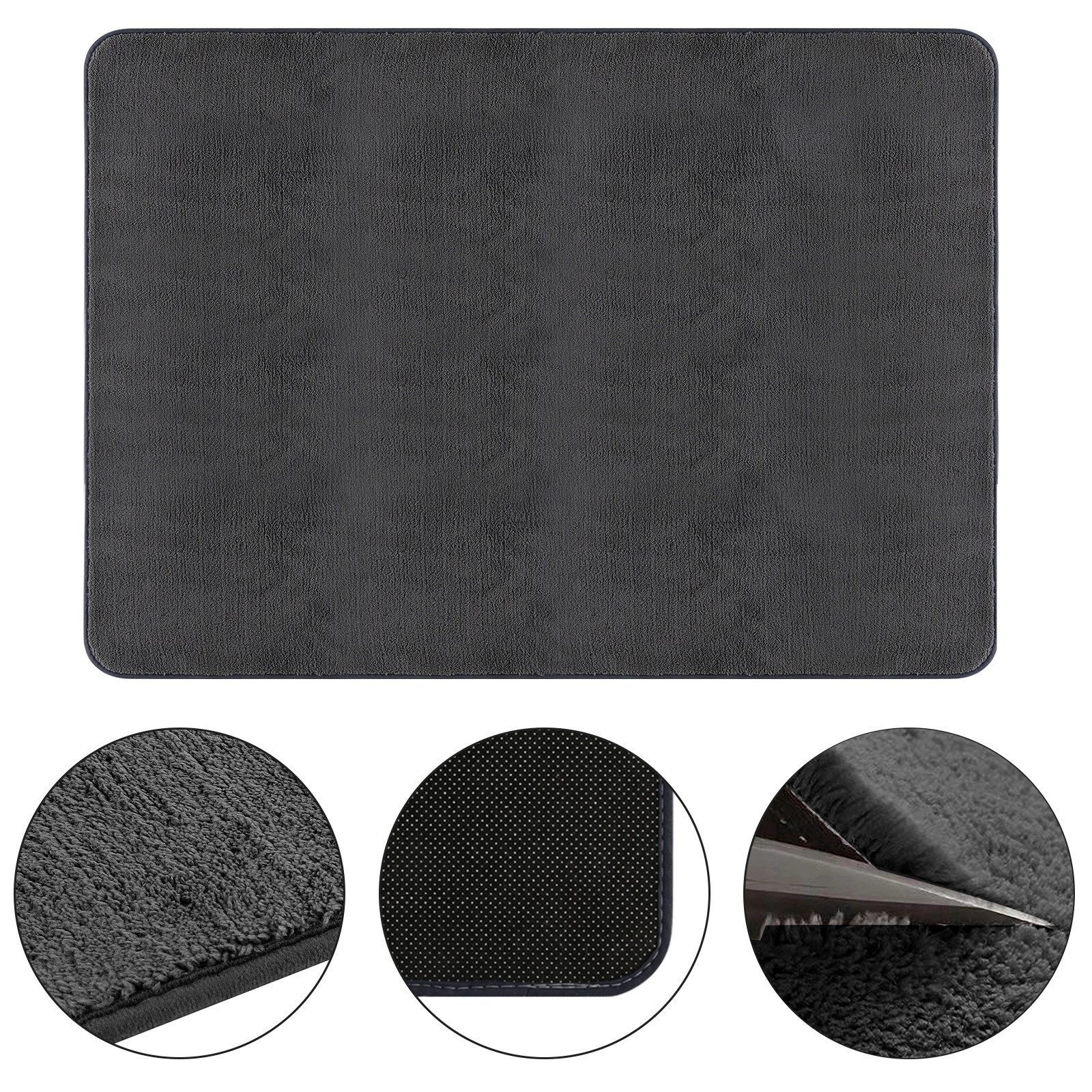 JEOBEST Teppich Waschbarer Teppich Wohnzimmer, Grösse:160x200cm, Rechteck,Kurzflor,Uni Farben,Rutschsichere Rückseite – Bild 5 von 5