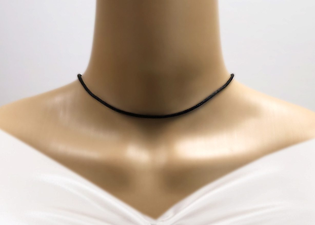 Edellis Kette mit Anhänger Schwarzem Seidenband Halskette mit einem Sterling Silber Verschluss (1-tlg) – Bild 2 von 4