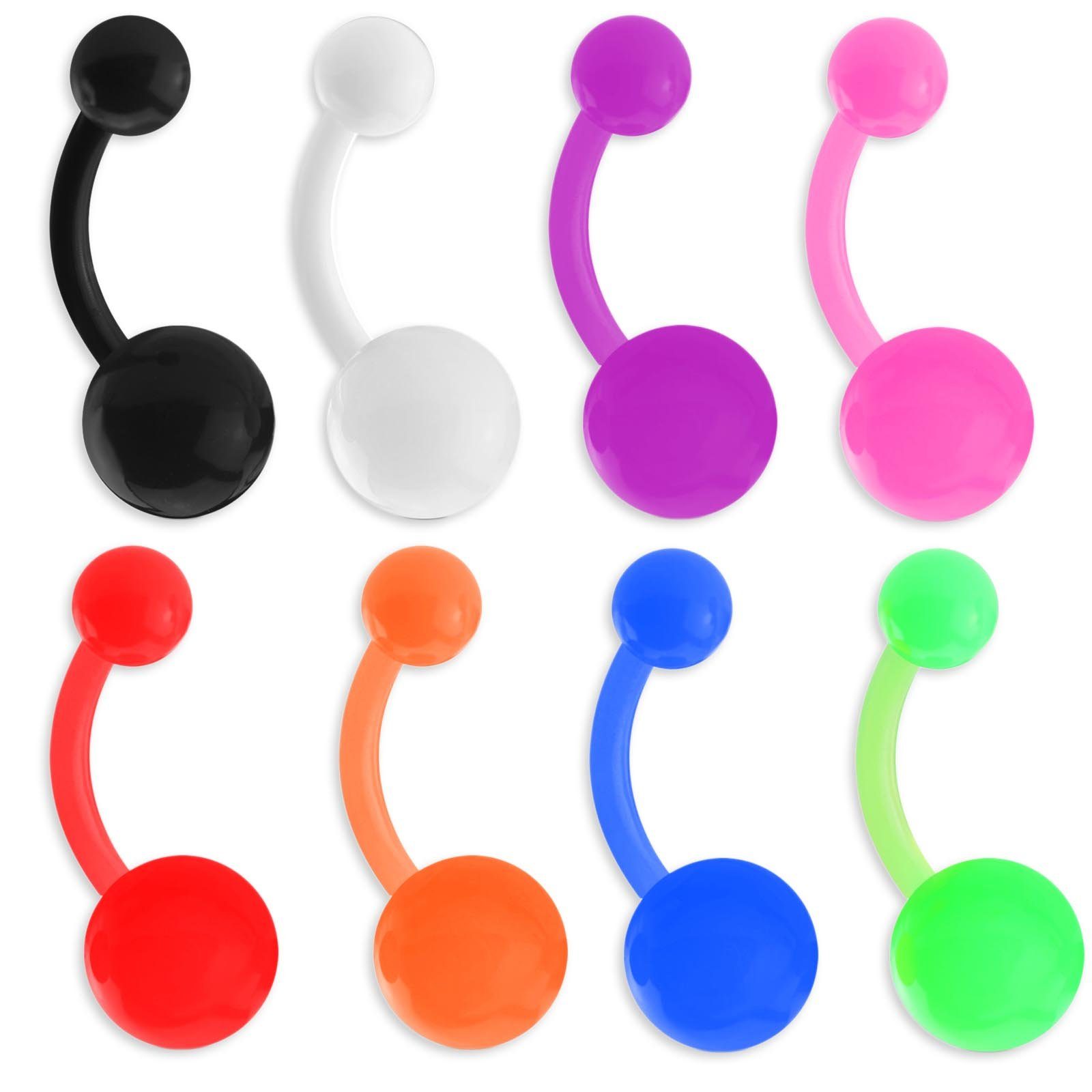 viva-adorno Bauchnabelpiercing Banane Barbell Bioflex Kunststoff flexibel Bananabell, Acryl Kugeln
