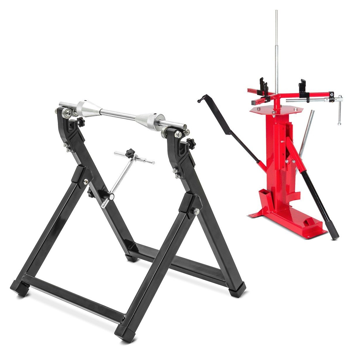 ConStands Motorradheber Reifenmontiergerät rot + Wuchtbock WU-2 Auswuchtgerät
