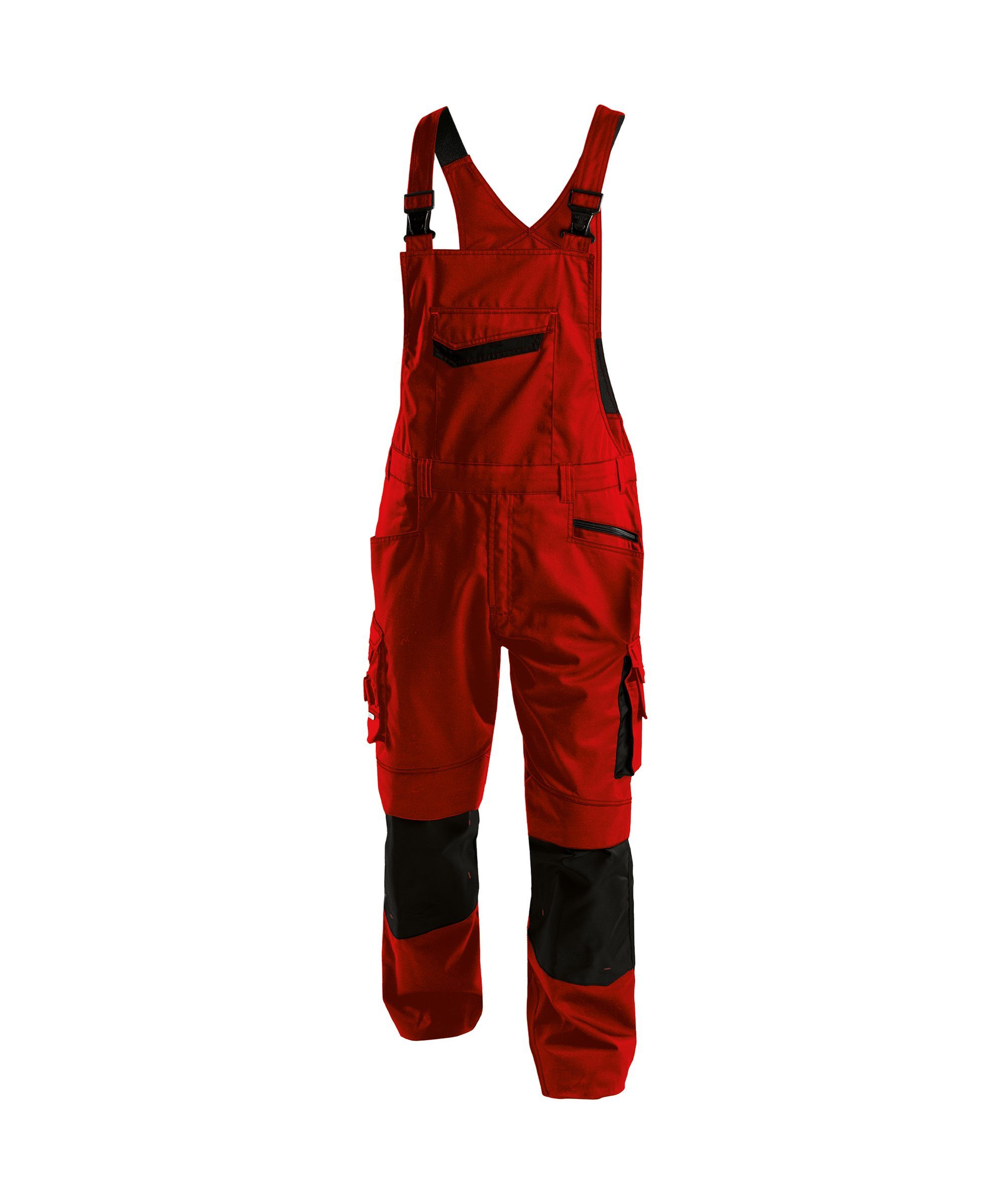 Dassy Arbeitslatzhose (1-tlg) mit Kniepolstertaschen Arbeitslatzhose Voltic rot/schwarz