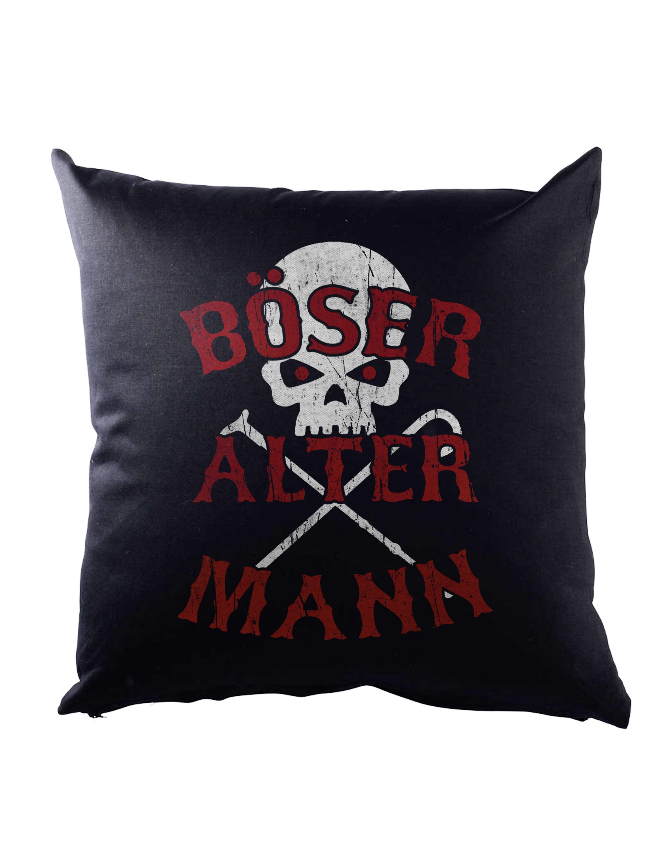 Urban Backwoods Dekokissen Böser Alter Mann Dekokissen Rocker Biker Opa Opi Biker Rocker, Großvater Rentner Spaß Gangster
