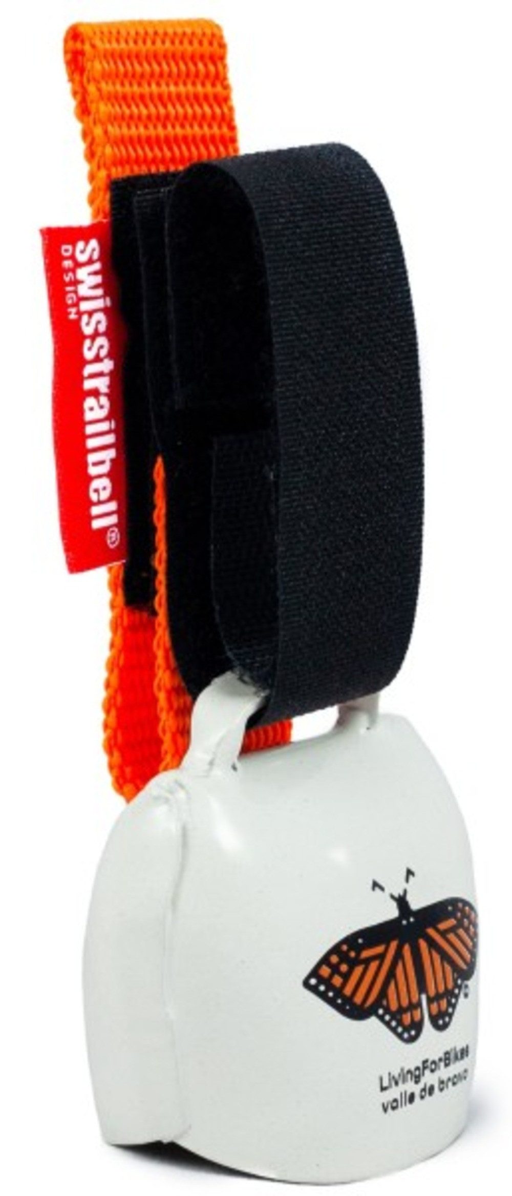 swisstrailbell Fahrradklingel "Mexico Edition" White Bell: Orange Mariposa, orangenes Band