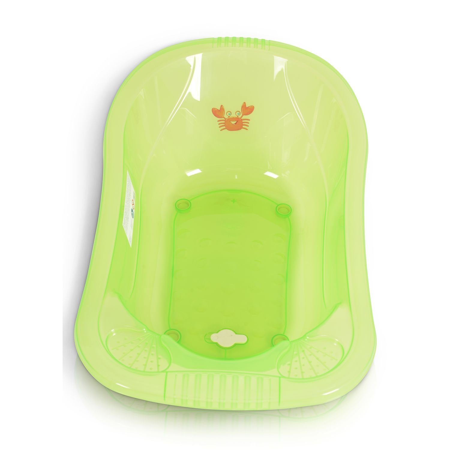 Moni Babybadewanne Babybadewanne Omar 90 Ablagefächer cm, Transparent Zubehör grün Wasserablauf für
