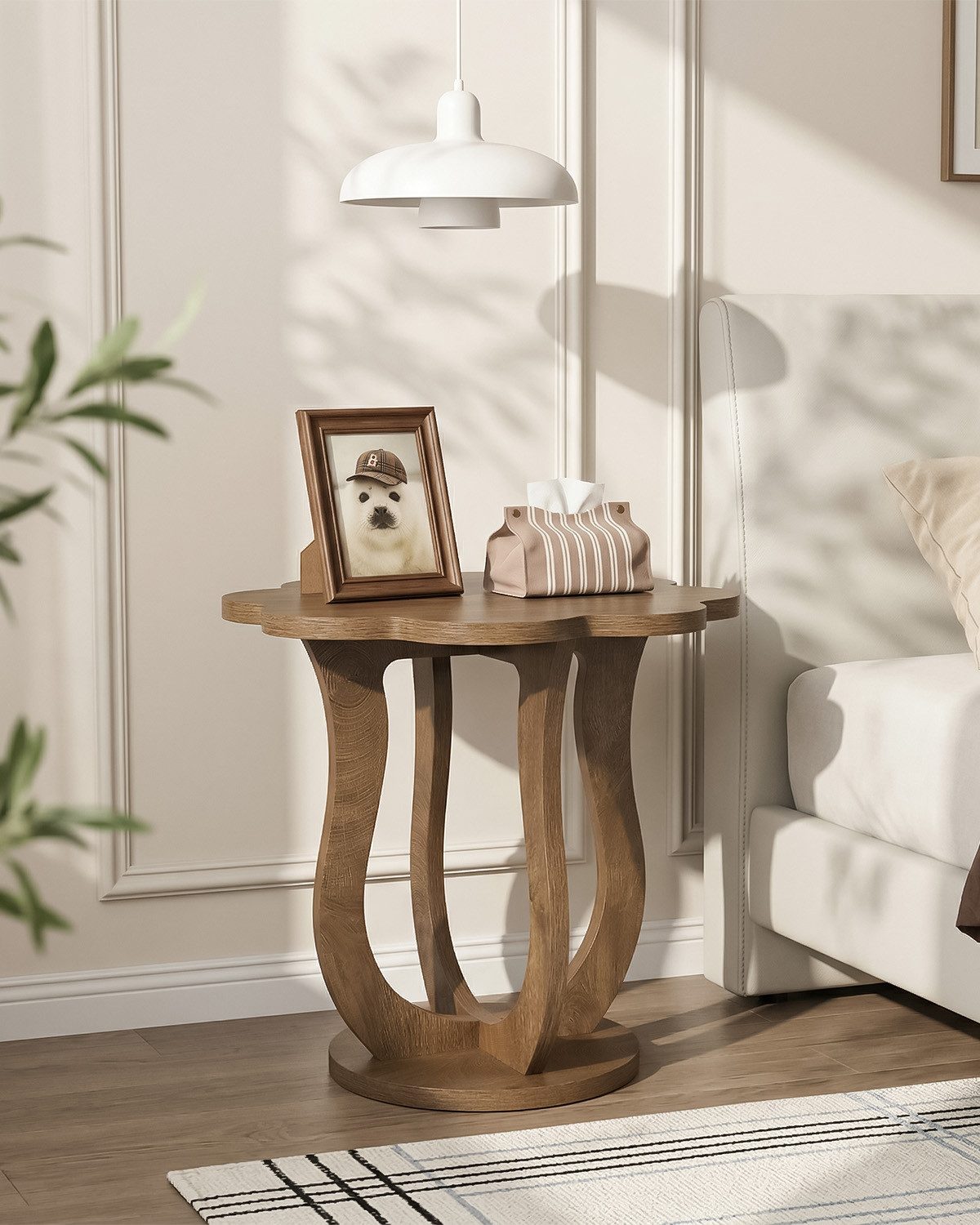 Tribesigns Beistelltisch Modern Blumenform Couchtisch mit Stauraum für, Kleiner Nachttisch