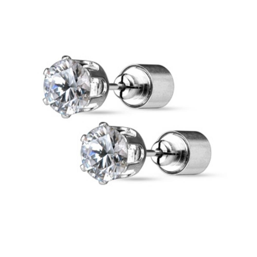BUNGSA Ohrring-Set Ohrstecker LED silber 7mm aus Edelstahl für Damen (1 Paar (2 Stück)