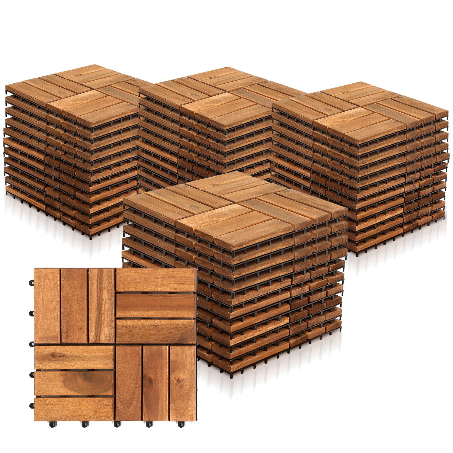 Clanmacy Holzfliesen 11x Terrassenfliese Garten Akazie günstig online kaufen