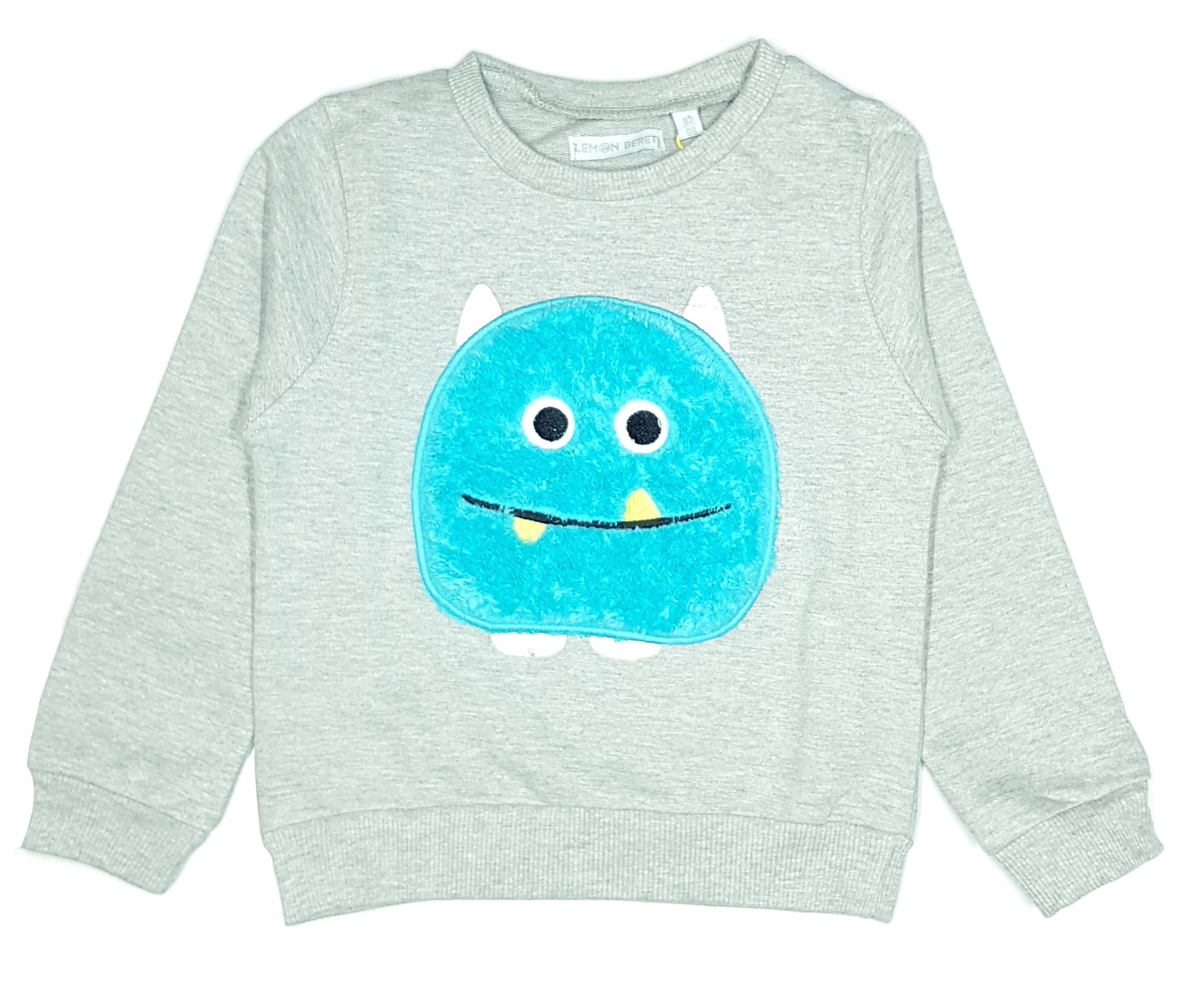 LEMON BERET Rundhalspullover Lemon Beret Mädchen Pullover "Monster" in grau