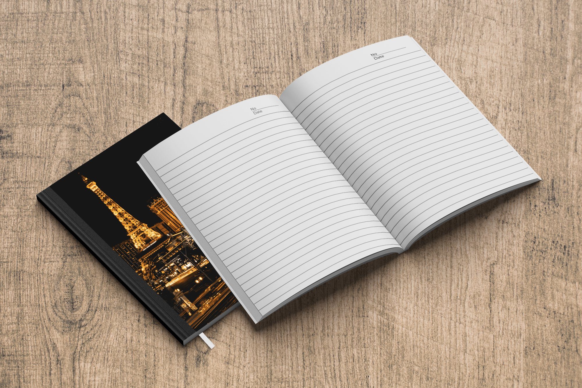 Notizbuch 98 Eiffelturm - Haushaltsbuch Journal, Tagebuch, Gold Notizheft, Merkzettel, A5, MuchoWow Las - Vegas, Seiten,