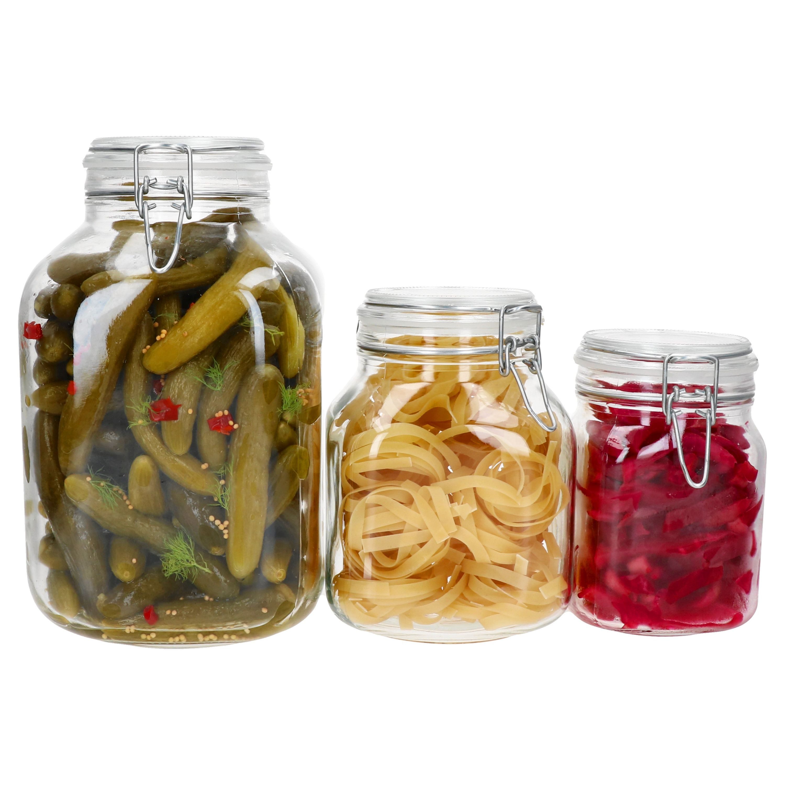 MamboCat Vorratsglas 3tlg Set PRIMA Vorratsglas 1L 2L 4,25L Bügelverschluss Einmachgläser, Glas