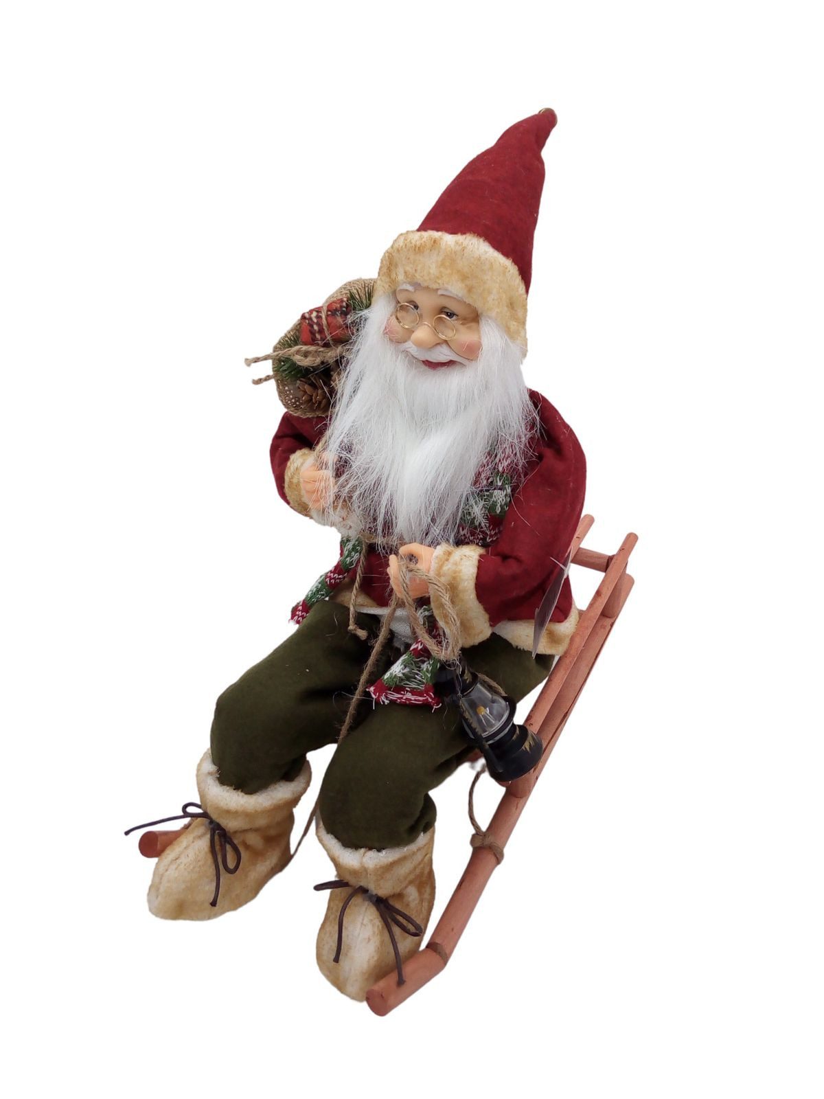 BURI Dekofigur Weihnachtsmann auf Schlitten Nikolaus Santa Claus Weihnachtsdeko