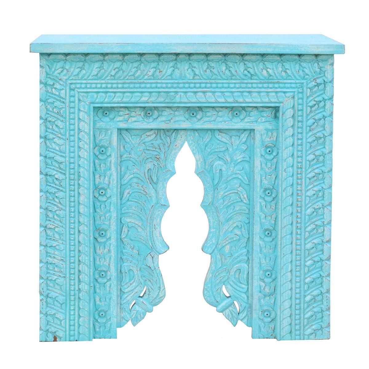 Unterschrank Türkiser Holz Konsolentisch Sideboard Türkis Indien 80 cm