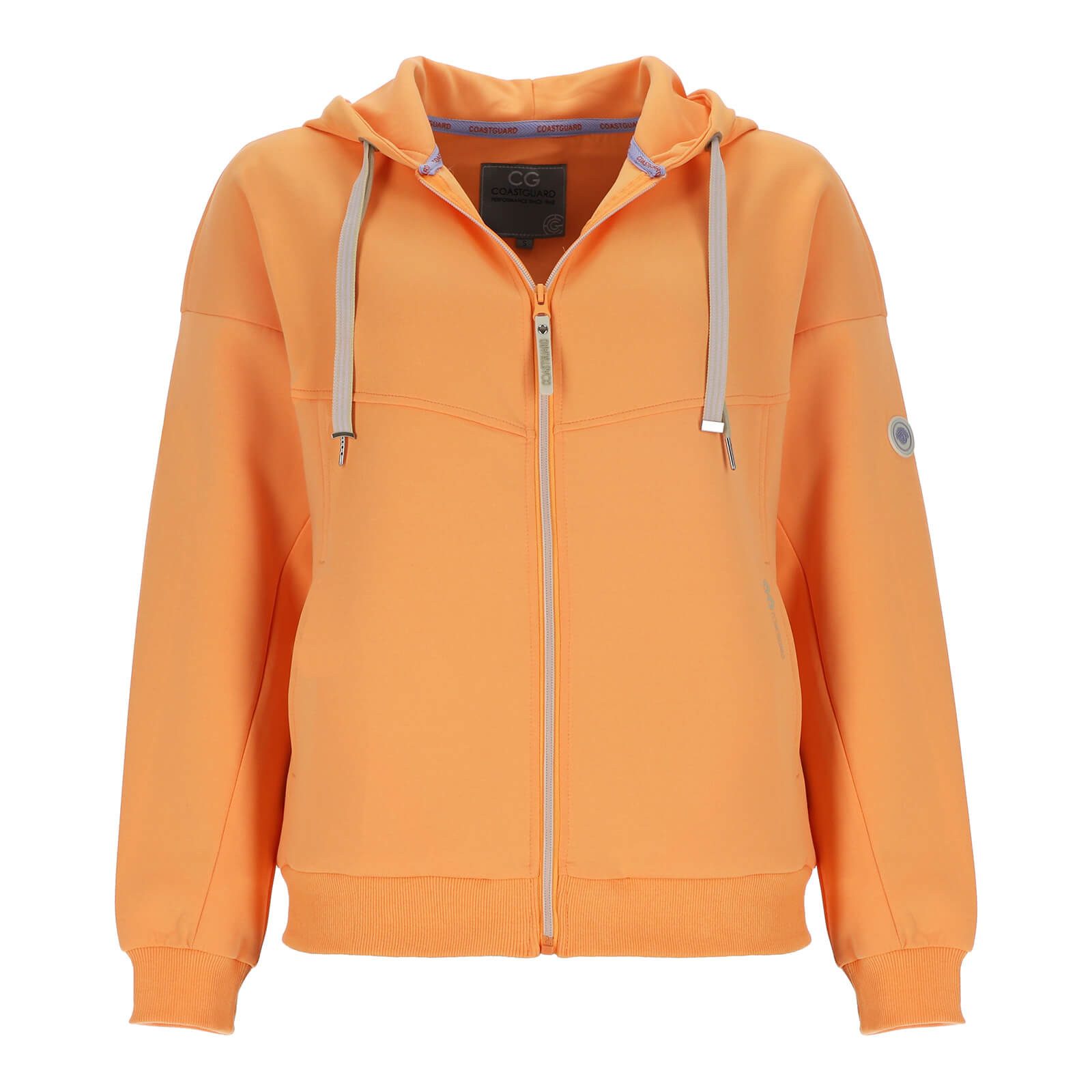 Coastguard Sommerjacke Damen Jacke Scuba 51017 Kapuze - Unifarbene Scuba-Jacke Kapuzenjacke Oversized-Look, Reißverschluss, Rippbündchen, Formstabil, Pflegeleicht