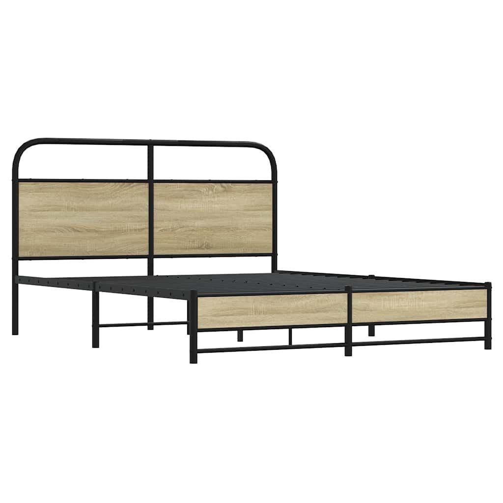 vidaXL Bett Metallbett ohne Matratze Sonoma-Eiche günstig online kaufen