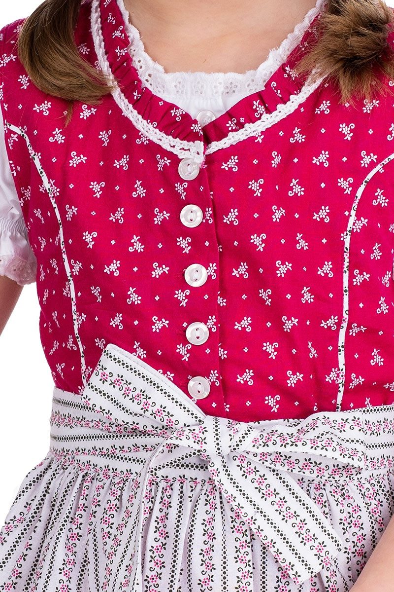 Isar-Trachten Dirndl Kinderdirndl 3tlg. - BEPPINA - himbeer, rot