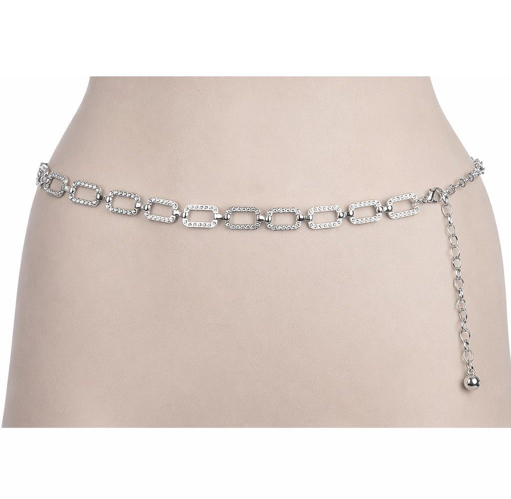 Cassandra Accessoires Kettengürtel Damen Taillenkette Silber - mit funkelnden Straßsteinen