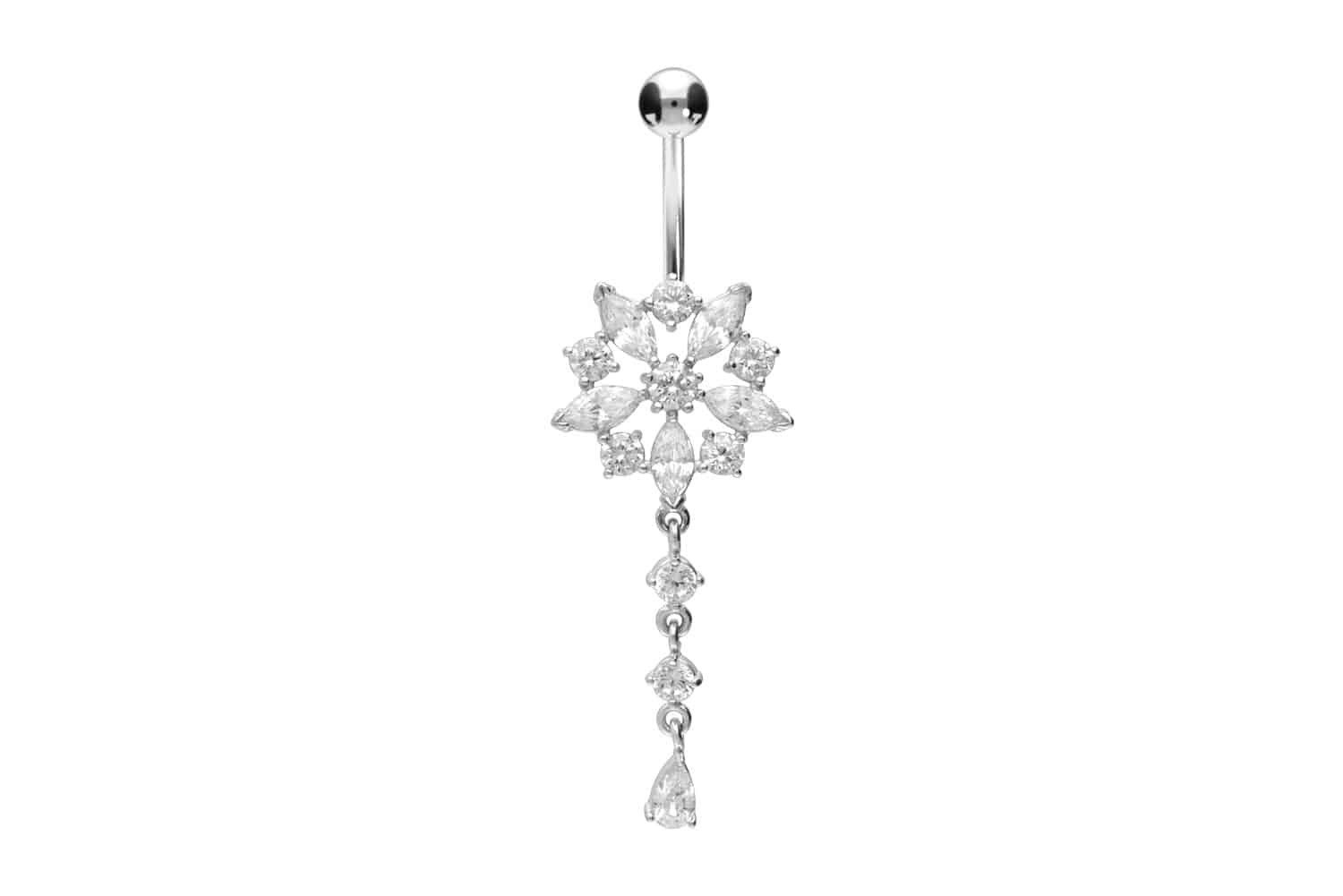 Bauchnabelpiercing Chirurgenstahl Bananabell KRISTALLBLUME
