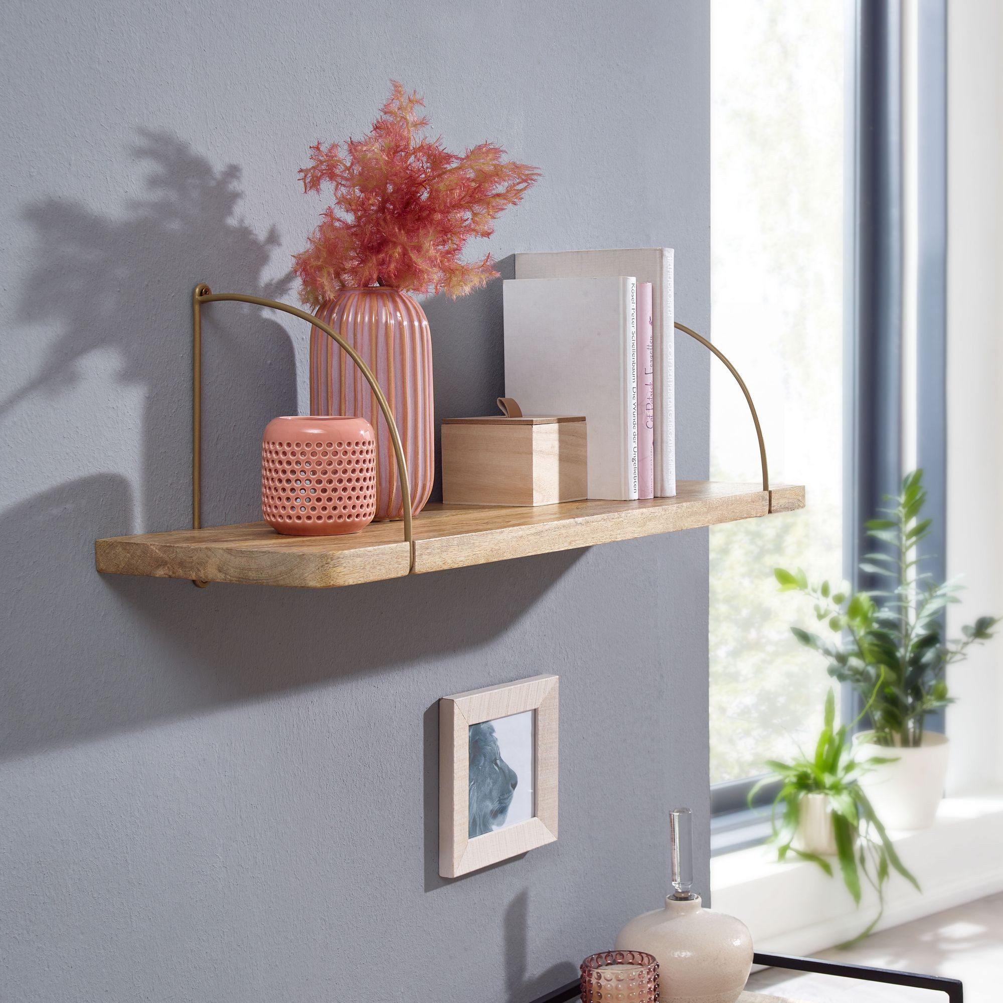 FINEBUY Wandregal FB34740, 80x25x22 cm Mango günstig online kaufen