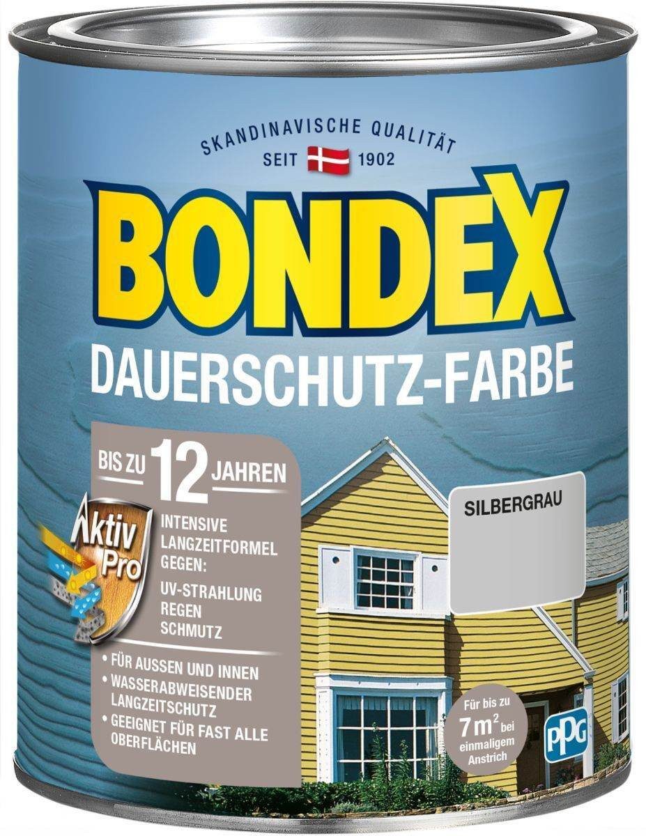 Bondex Wetterschutzfarbe BONDEX Dauerschutz Farbe 0,75L, Holzfarbe, Hochdeckend, Silbergrau