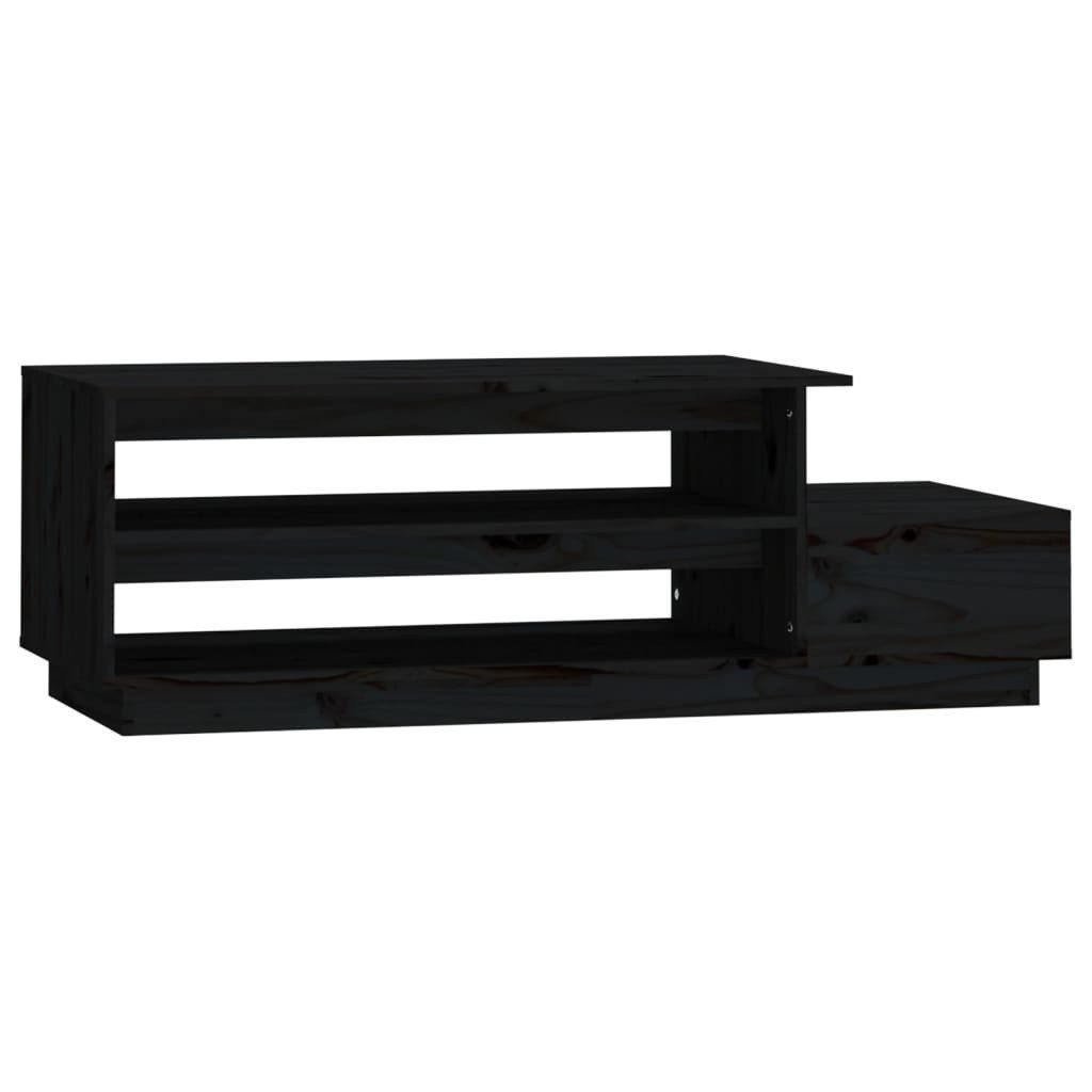 Couchtisch Couchtisch Schwarz 120x50x40,5 cm Massivholz Kiefer