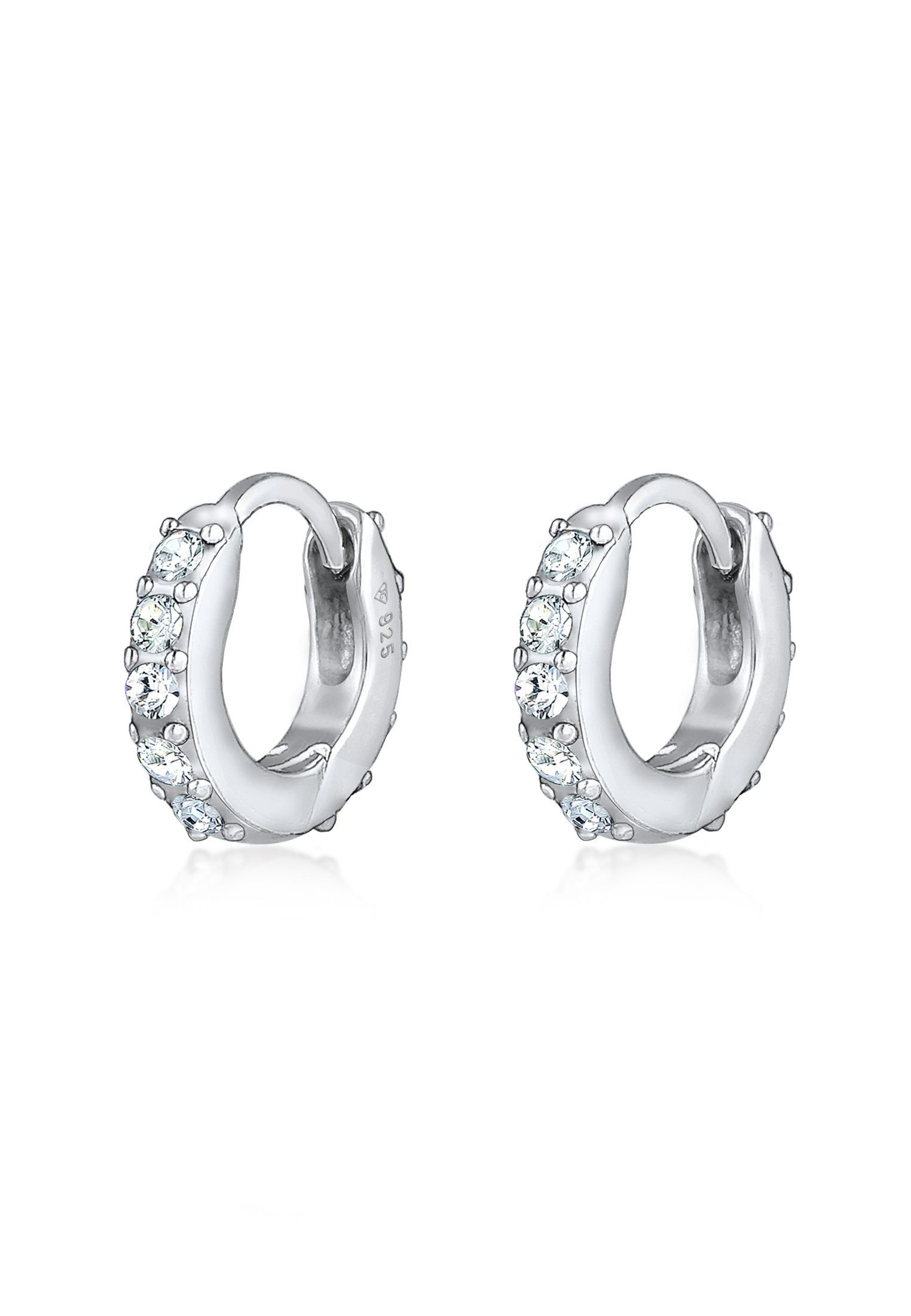 Elli Paar Creolen Creolen Sparkling Weiß 925 Silber, mit Kristallen von Swarovski®