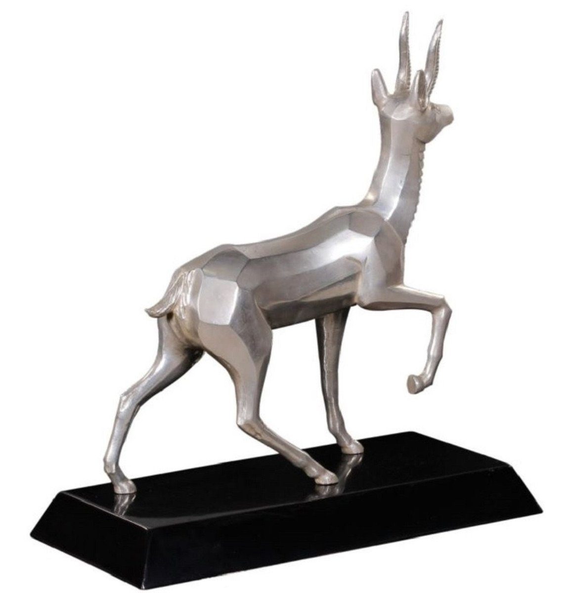 Schwarz x 35 Luxus Silber Holzsockel x cm Dekofigur Antilope 37 / Dekofigur Bronzefigur H. Casa 17 - Padrino mit