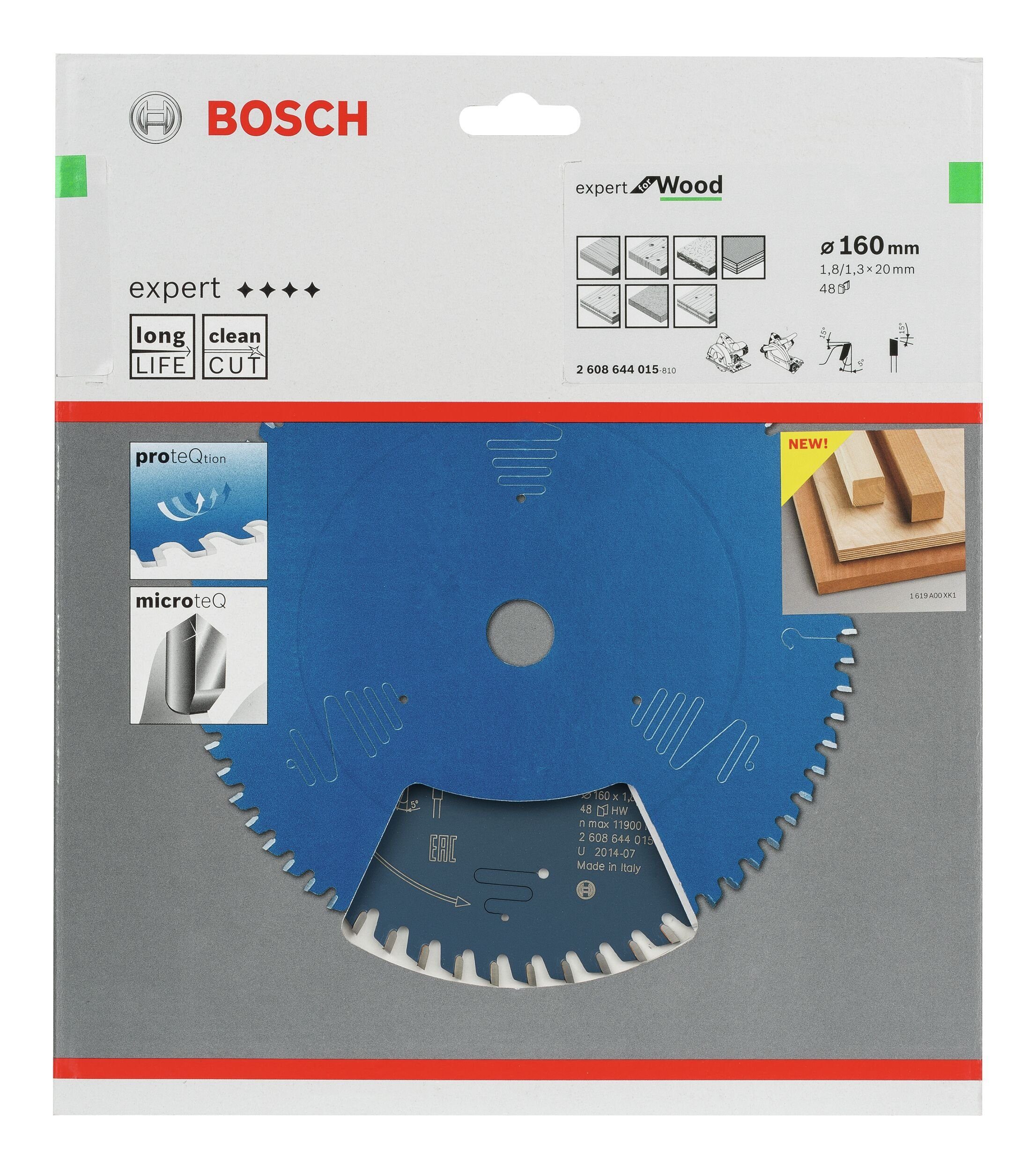 BOSCH Kreissägeblatt Expert For x - x 48Z, 20 mm Wood 1,8 160