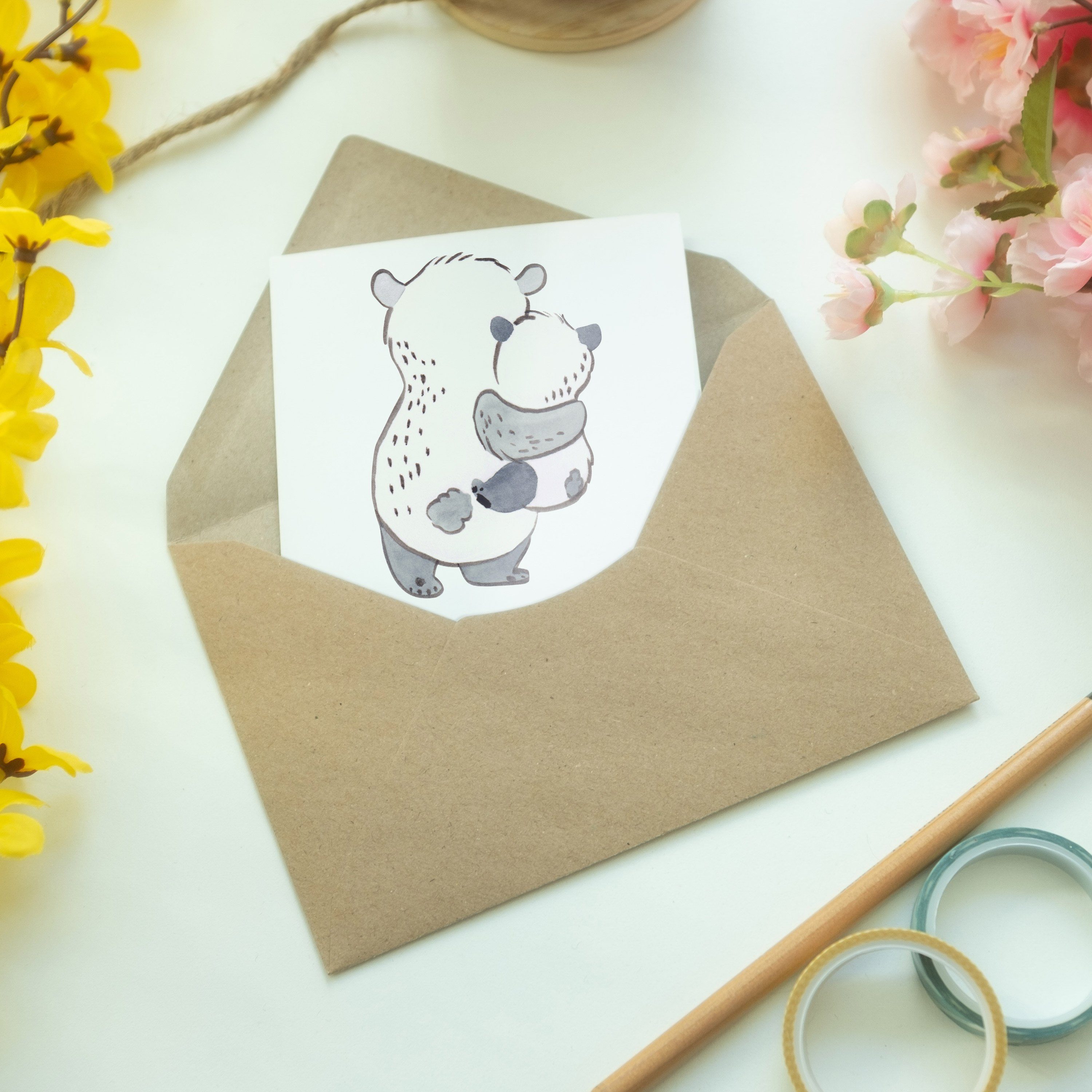 Weiß - Bestes Grußkarte & Panda Mrs. Panda Patenkind der Geschenk, Welt - Mr. Geburtstagsgeschen