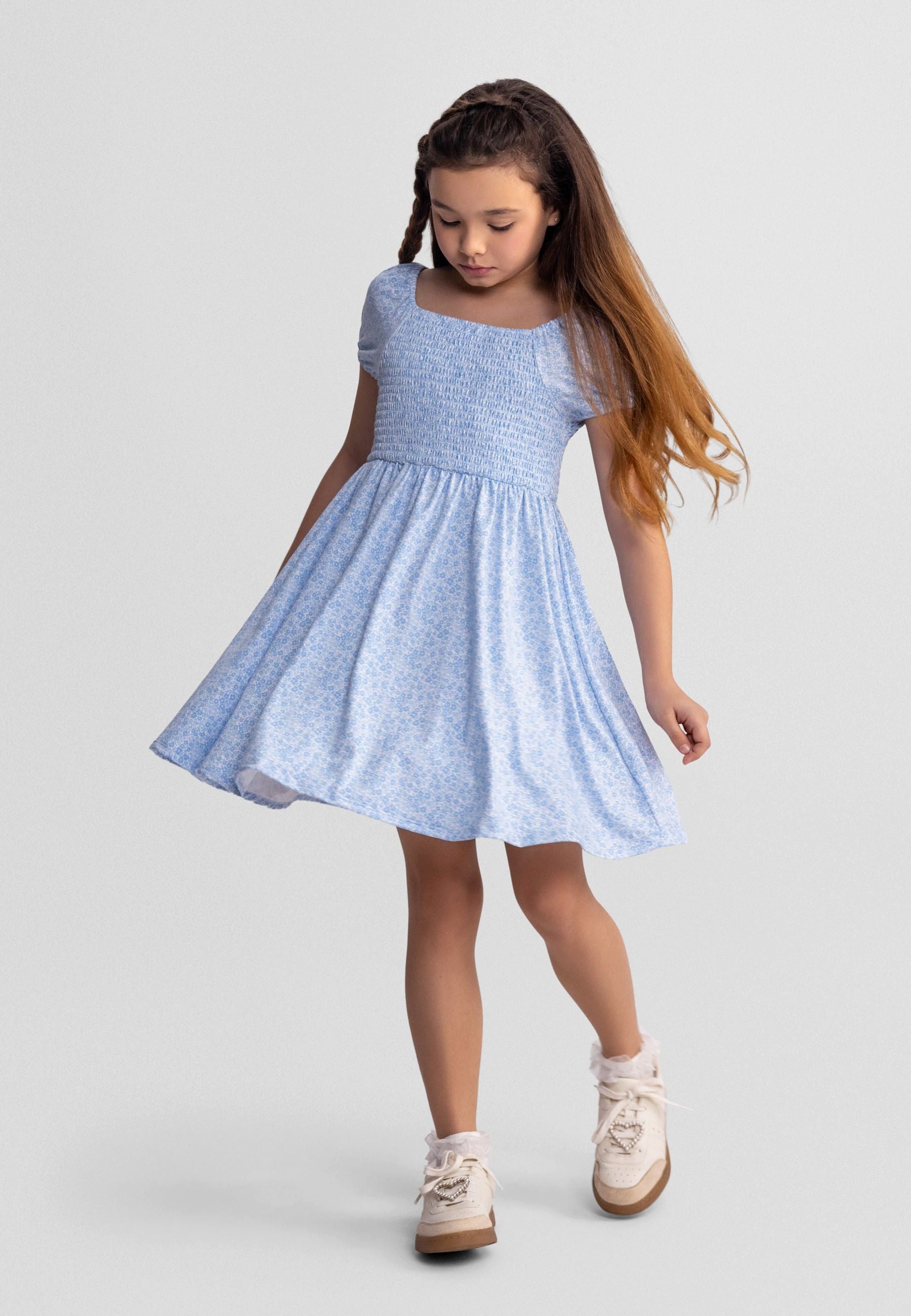 MINOTI Jerseykleid für Mädchen mit Smokoberteil Blumenmuster – Bild 2 von 4