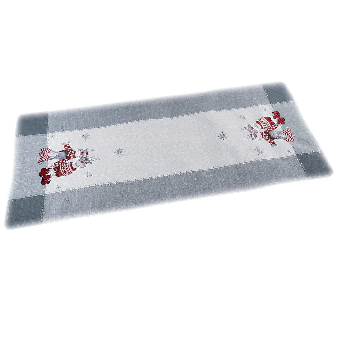 texpot Tischdecke Tischläufer Stickerei lustiger Elch Tischtuch (1-tlg)