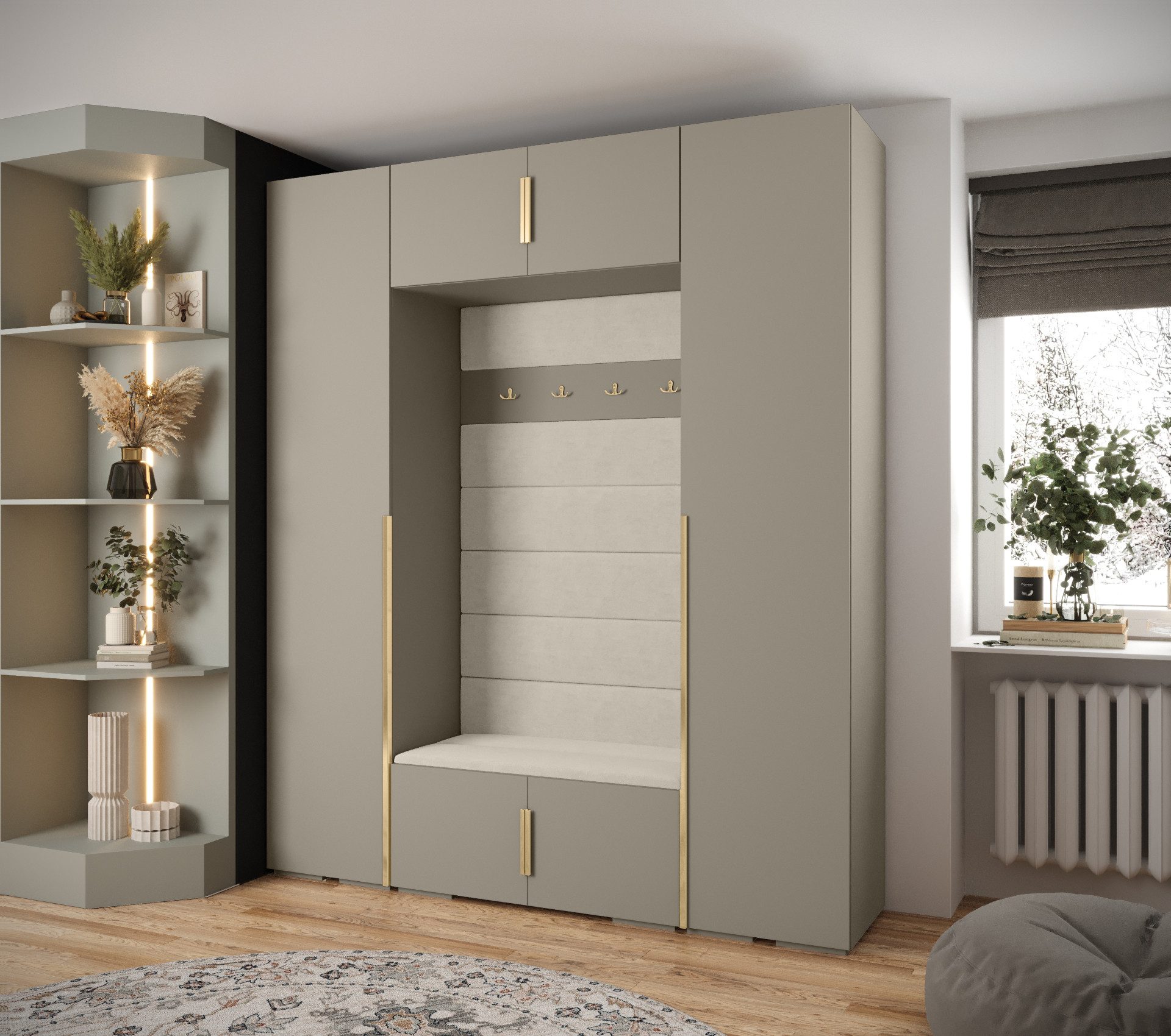 ABIKS MÖBEL Kompaktgarderobe INOVA 1 SATZ 13 Möbelset, Garderobe mit Kleiderstange und Regalen