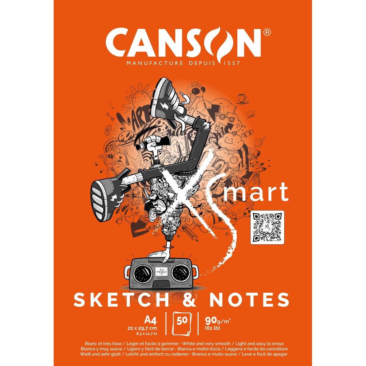 LYRA Notizblock CANSON Studienblock XSmart Sketch & Notes 50 Blatt 90g/m² DIN A4