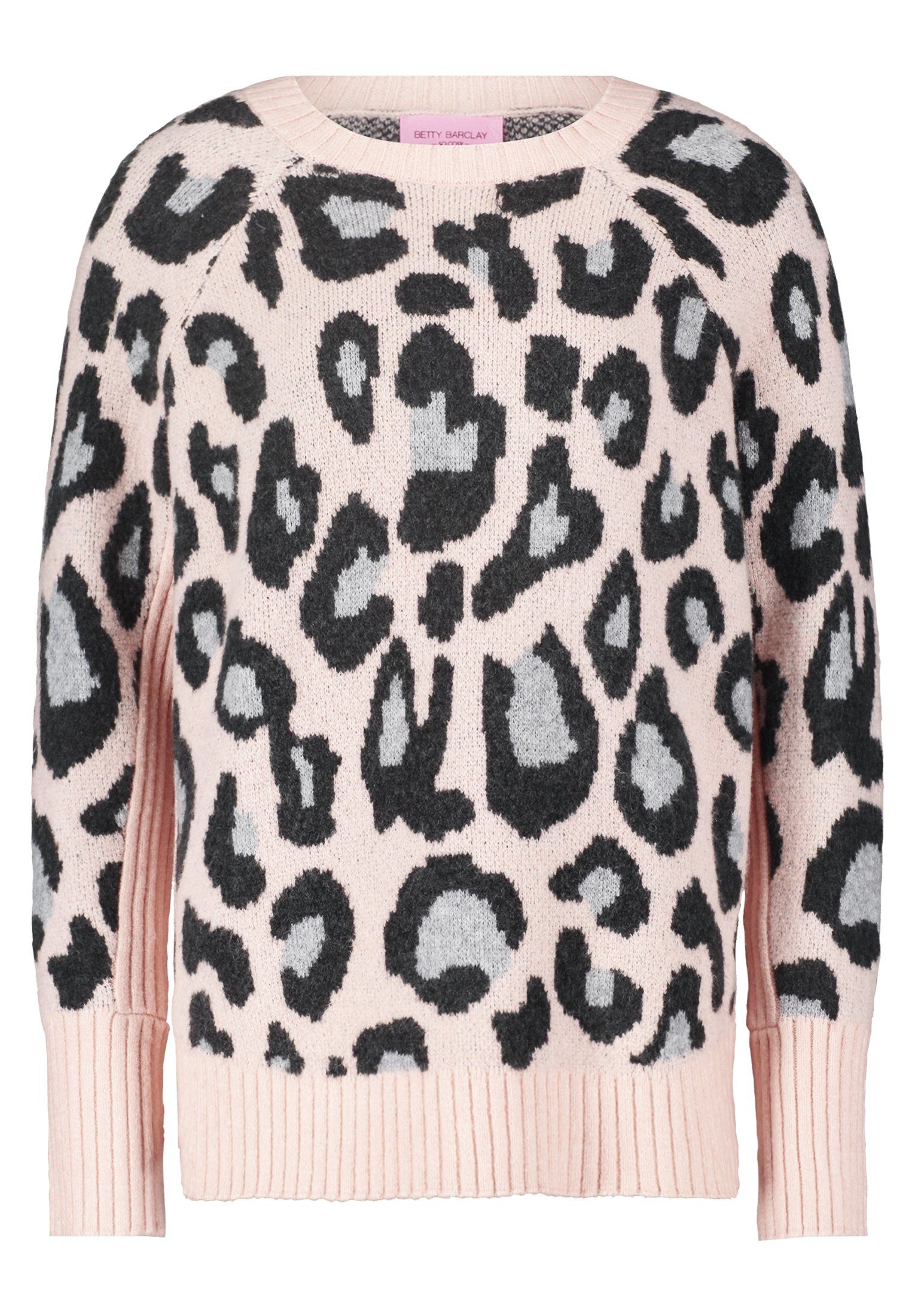 Betty Barclay Strickpullover Rosé/Grey Leoprint mit (1-tlg) Muster Patch