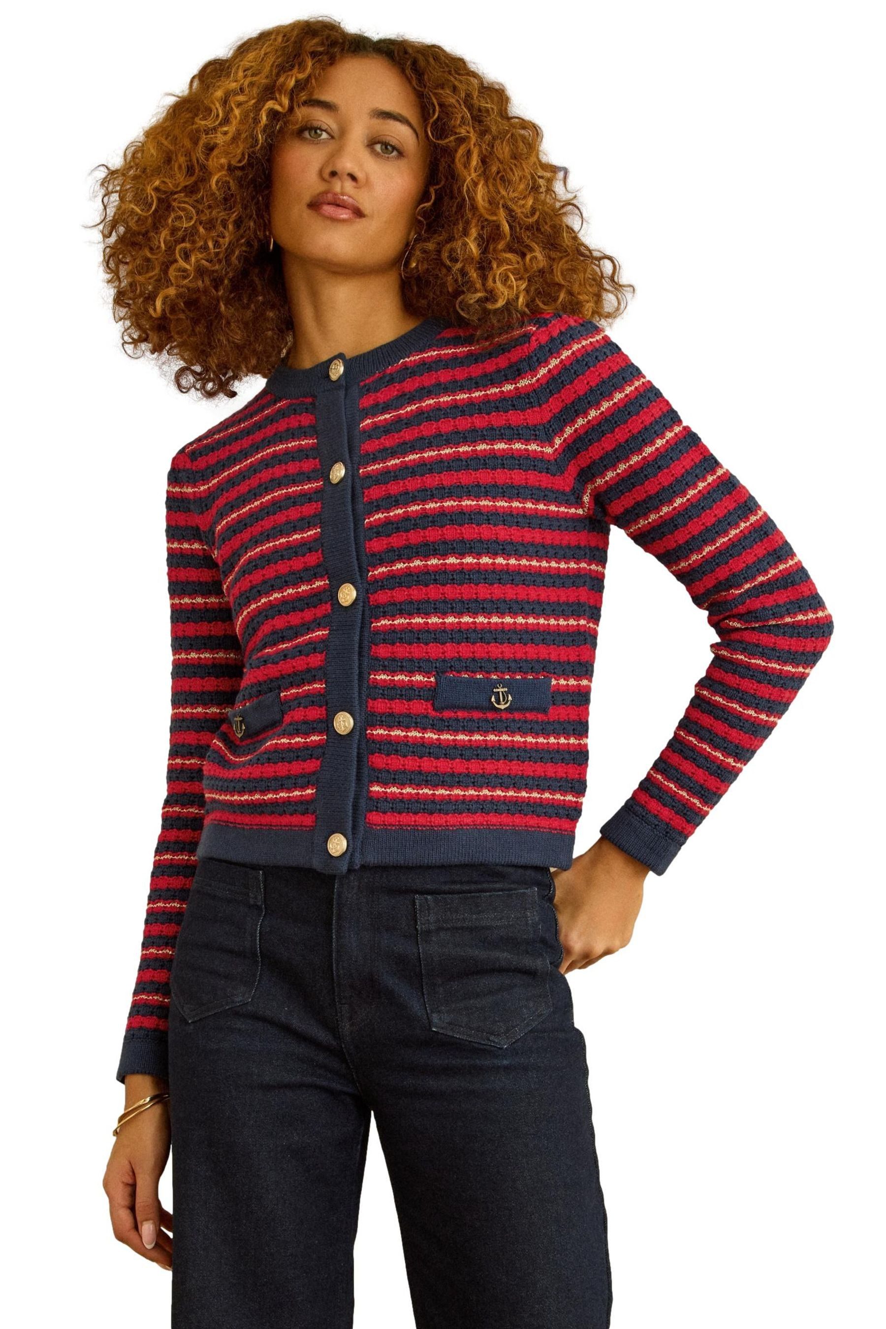 Strickjacke Love & Roses Strickjacke mit Knopfdetail